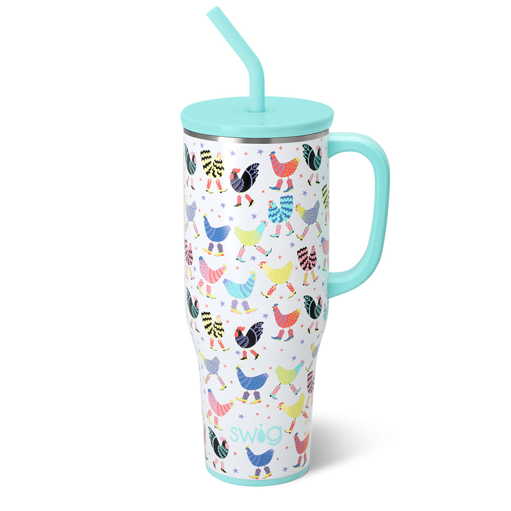 Funky Chicken Mega Mug 40oz - Large Insulated Coffee Cup with Handle, Funny Novelty Gift for Chicken Lovers - Perfect for Home, Office & Outdoor Adventures