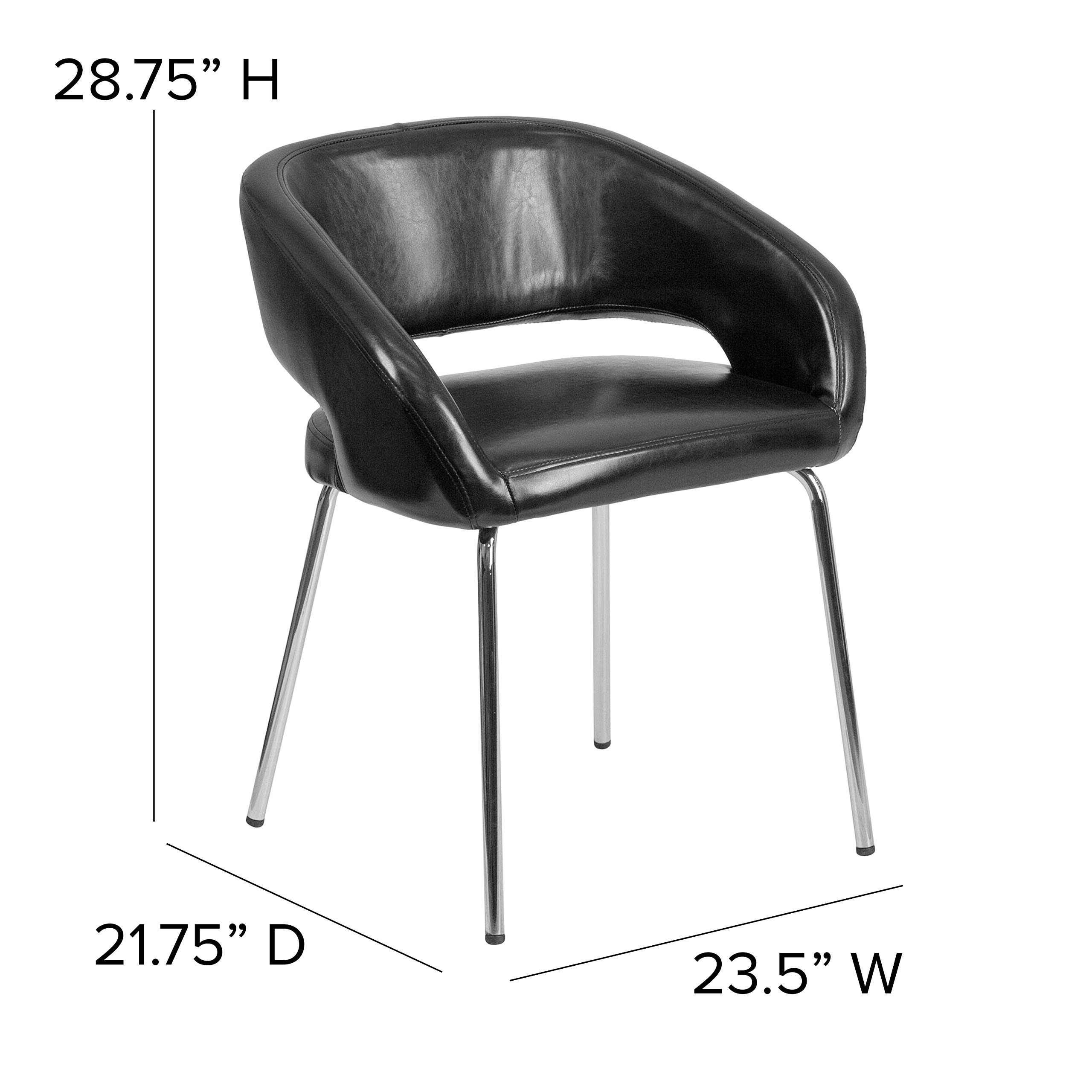 EMMA + OLIVER Modern Black LeatherSoft Reception Chair with Chrome Legs - Stylish Office Waiting Room Seating for Professional Spaces
