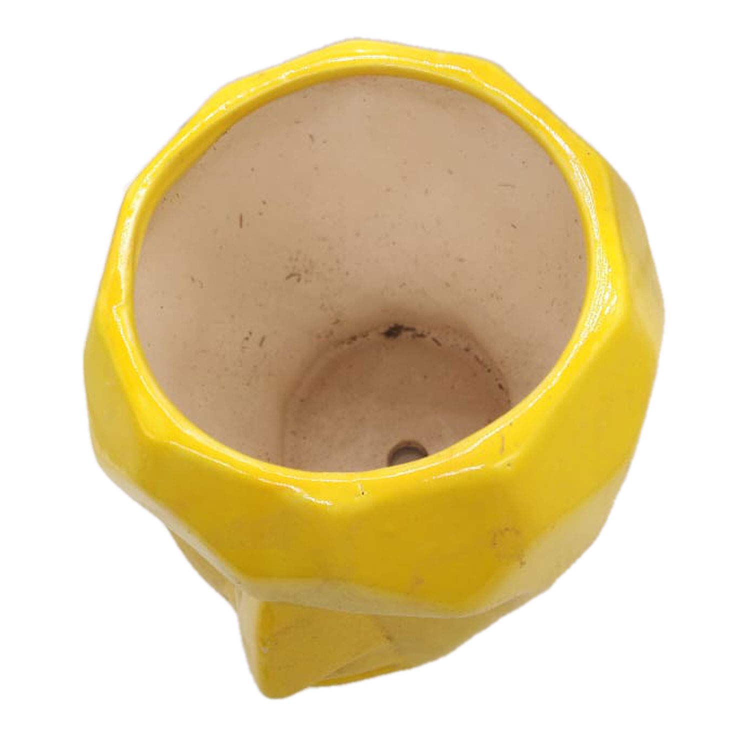 Handmade Ceramic Flower Vase in Man Shape - Khurja Pottery Planter for Home Decor (Yellow, 7.5