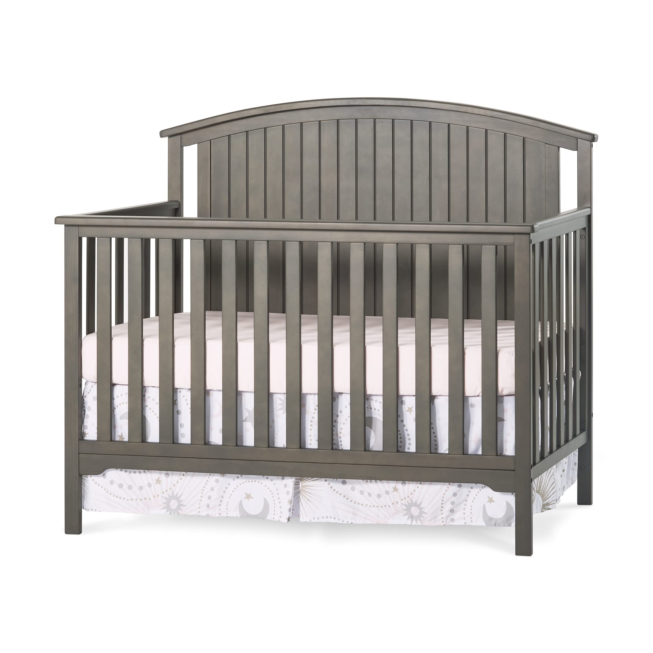 Child Craft Forever Eclectic Cottage Curve Top 4-in-1 Convertible Crib - Transforms to Toddler Bed, Daybed & Full Bed | Fits Standard Crib Mattress | Dapper Gray Finish | Perfect for Nursery, Guest Room & Growing Families