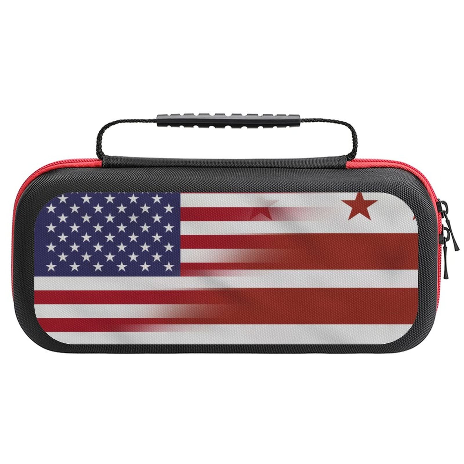 USA Flag & DC Nintendo Switch Carrying Case - Portable Travel Cover with 20 Game Card Slots - Perfect for Gaming on the Go & Travel Accessories
