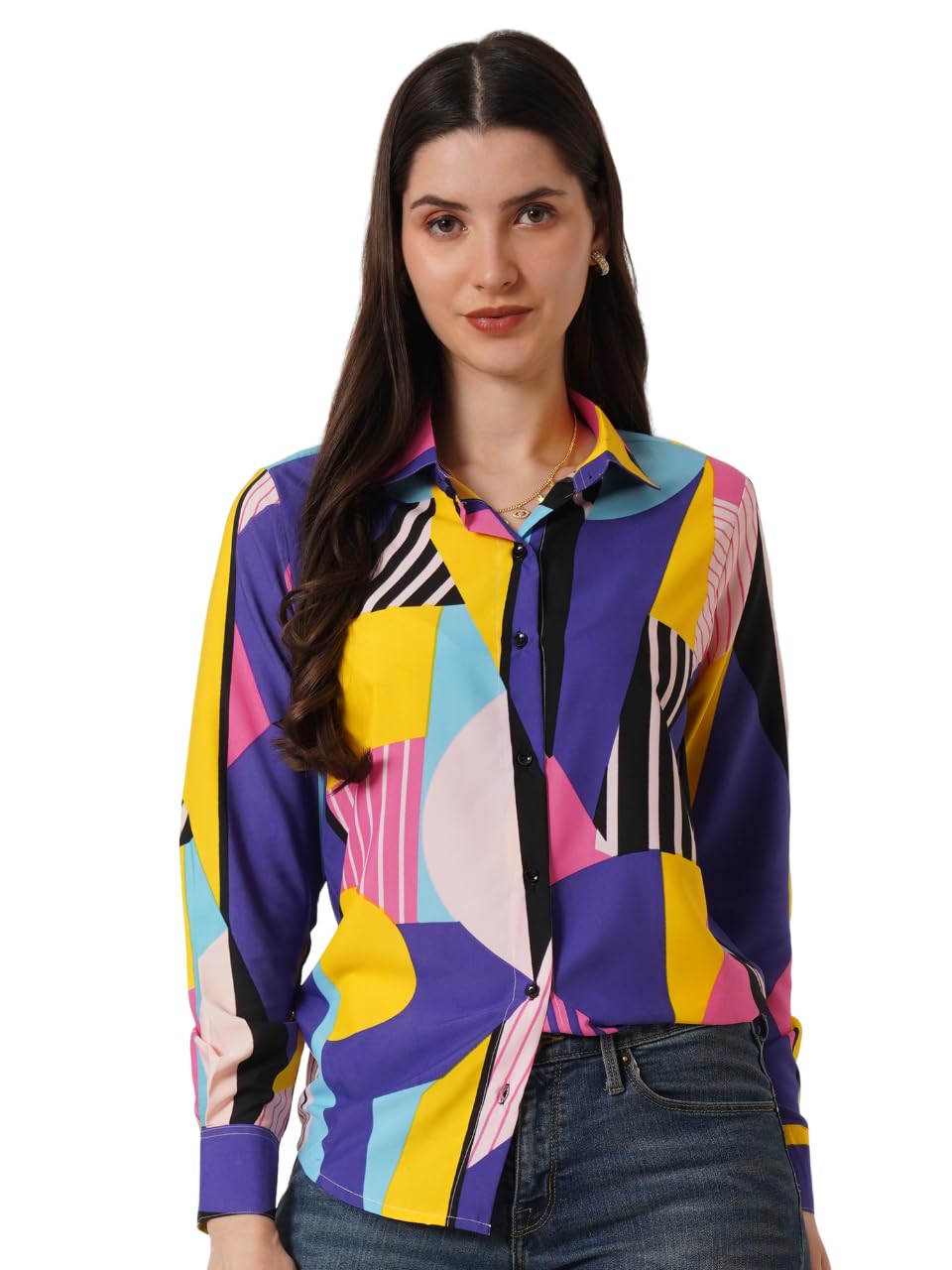 ZWERLON Women's Stylish Printed Western Long Shirt - Elegant Floral Blouse for Casual & Office Wear | Perfect for Spring Outfits, Date Nights & Western Fashion