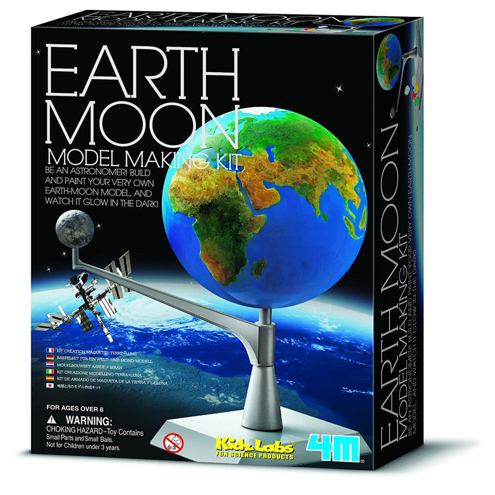 4M KidzLabs Earth and Moon Model Kit - STEM Educational Astronomy Science Toy for Kids - DIY Solar System Learning Project for Home & Classroom