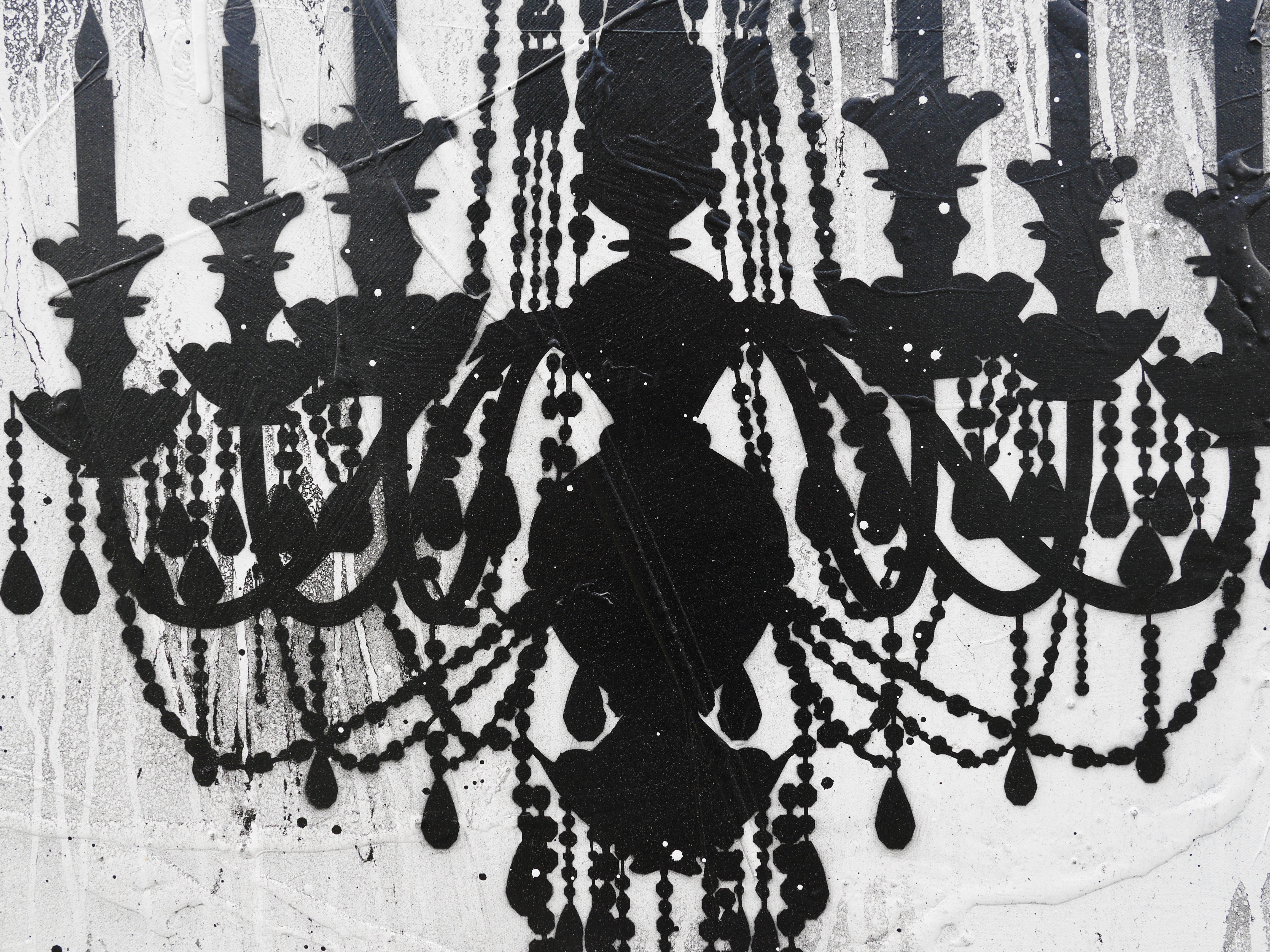 Blaq Glass 75cm x 100cm Modern Chandelier Textured Urban Pop Art Wall Painting - Perfect for Living Room, Bedroom & Office Decor