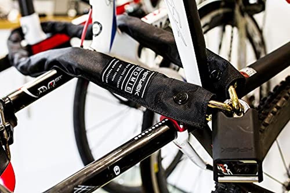 Hiplok Home Silver Bike Chain Lock - 8mm Thick, 1.2m Length, 12mm Shackle - Heavy Duty Bicycle Security Lock with 3 Keys & 10 Year Warranty - Sold Secure Silver Rated - Perfect for Garage, Shed & Outdoor Bike Storage