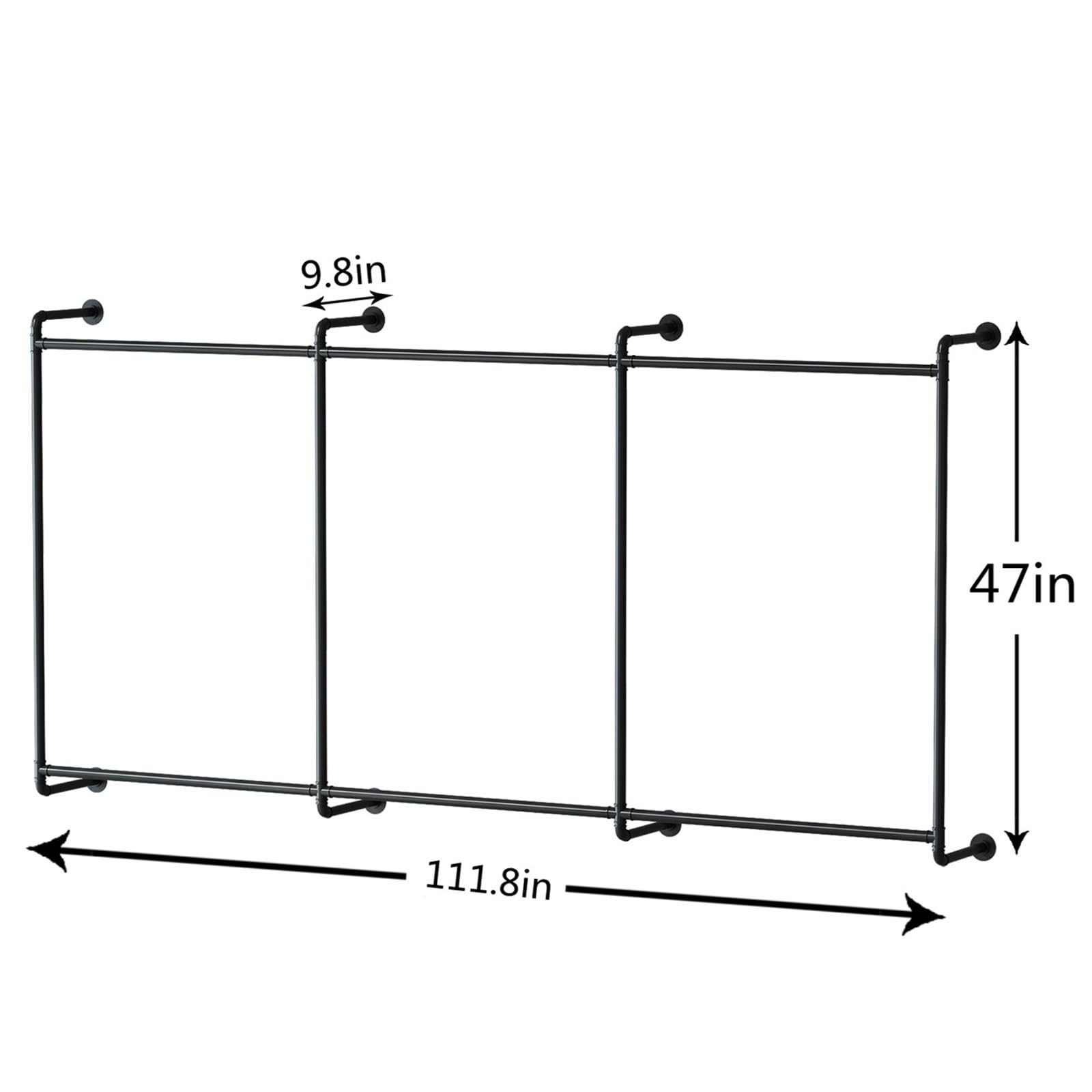 Heavy Duty Industrial Pipe Clothing Rack - Wall Mounted Closet Rod for Retail Stores, Laundry Rooms & Bedrooms | Durable Garment Organizer for Hanging Clothes, Coats & Accessories