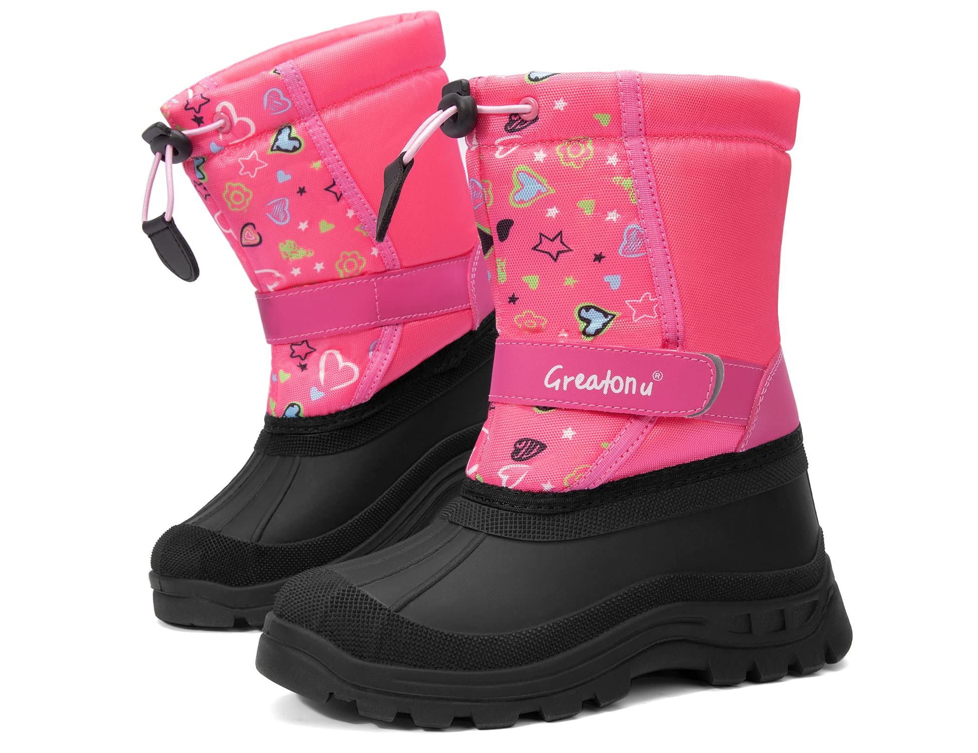 Greatonu Kids Snow Boots - Waterproof Winter Boots for Boys & Girls, Mid Calf Insulated Duck Boots for Cold Weather - Perfect for Snow Play, School & Outdoor Activities
