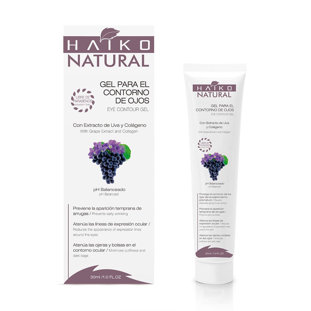 Eye Contour Gel for Puffiness & Dark Circles - Grape Extract & Collagen Infused - 1.0 FL.OZ (30g) Paraben-Free - Perfect for Morning Routine & Night Care
