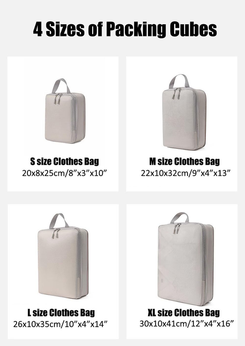 4-Piece Expandable Compression Packing Cubes Set - Space-Saving Travel Organizers for Suitcases, Carry-Ons & Backpacks | Perfect for Business Trips, Vacations & Weekend Getaways