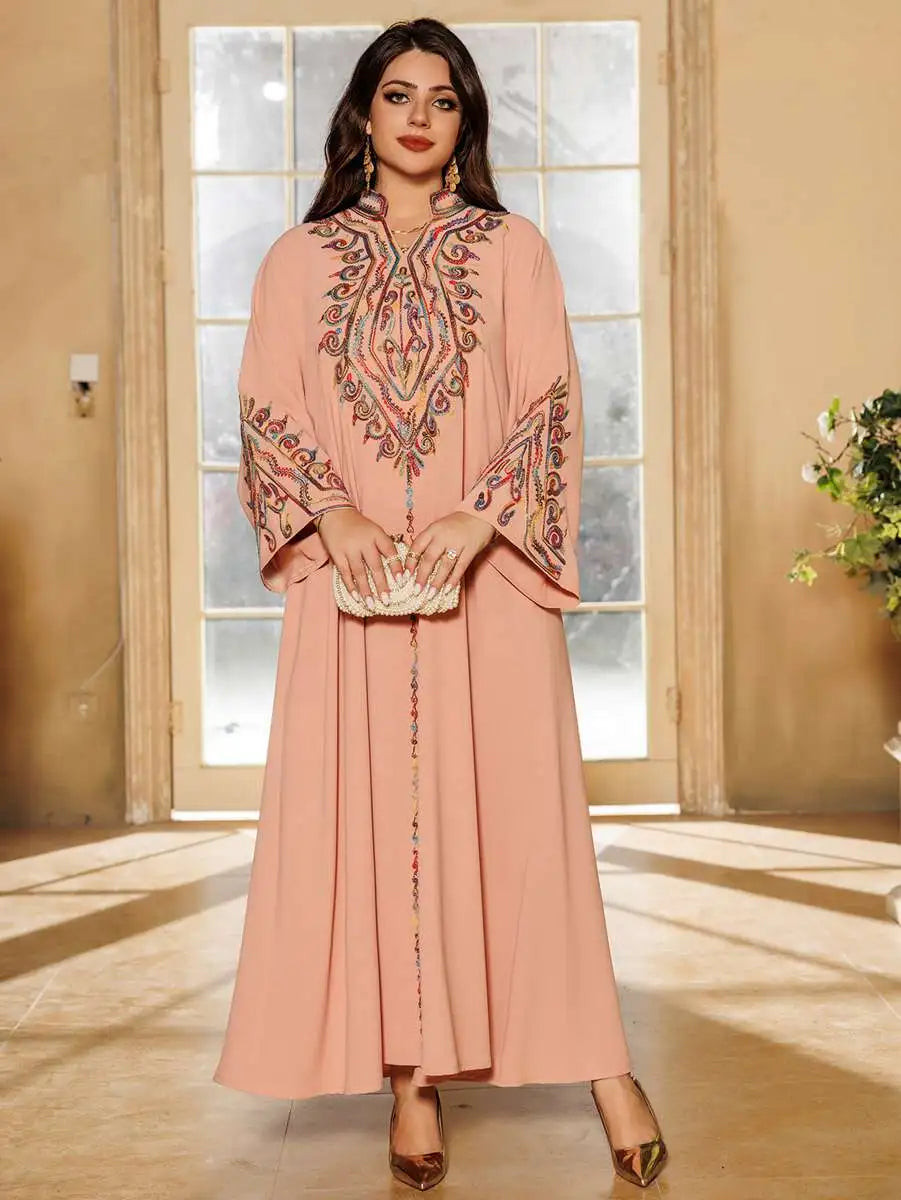 Elegant Eid Embroidery Kaftan Dress for Women - Floral Design #24421 | Perfect for Eid Celebrations, Wedding Guest Outfits & Special Occasions