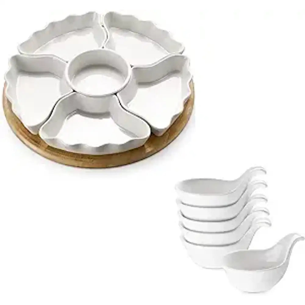 Premium Ceramic Serving Platter with Handle - Elegant Hong Kong Style Dish for Entertaining, Parties & Home Dining - Perfect for Appetizers, Sushi & Charcuterie