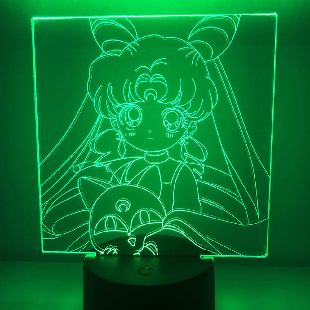 3D Illusion Lamp - 16 Color Changing LED Night Light with Sailor Moon Design for Kids Room Decor | Perfect for Bedroom, Nursery, and Gift Giving | Cool Nightlight for Boys and Girls