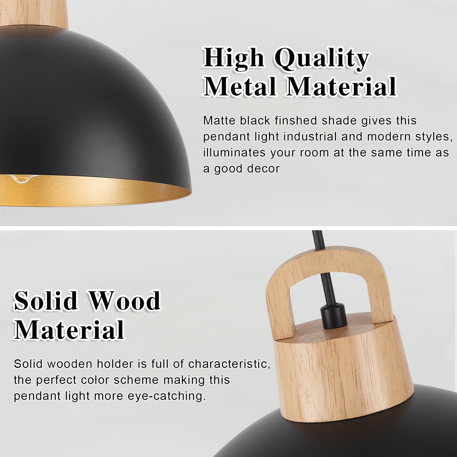 ZemSum Black Pendant Light Fixtures - 3 Pack Industrial Farmhouse Ceiling Hanging Lights for Kitchen Island, Dining Room, Bedroom, Bar | Rustic Dome Lighting for Home & Restaurant Decor