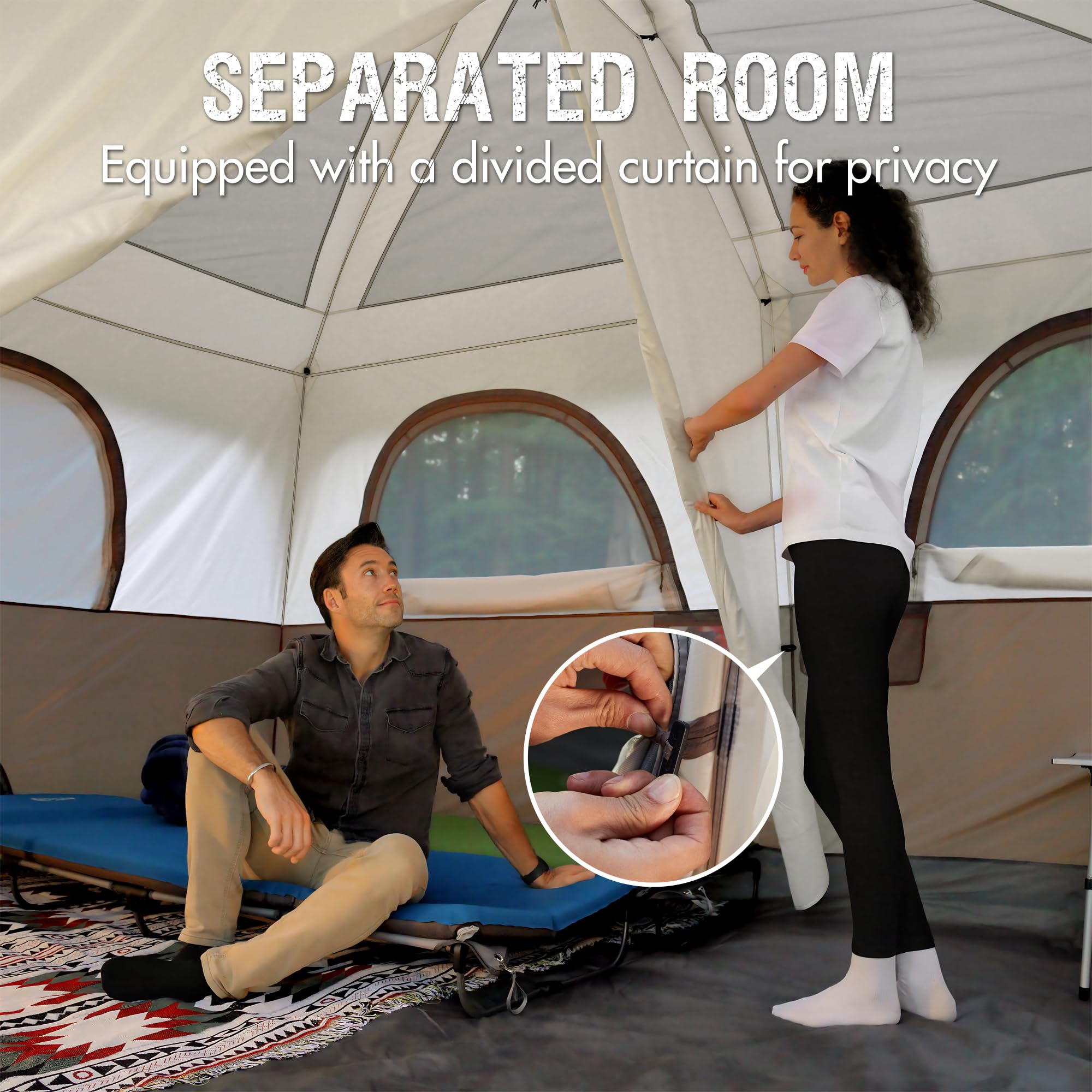 PORTAL 6 | 8 | 10 Person Family Camping Tent with Porch - Spacious Waterproof Tent with High Ceiling & Excellent Ventilation for Outdoor Adventures, Backyard Camping & Family Gatherings