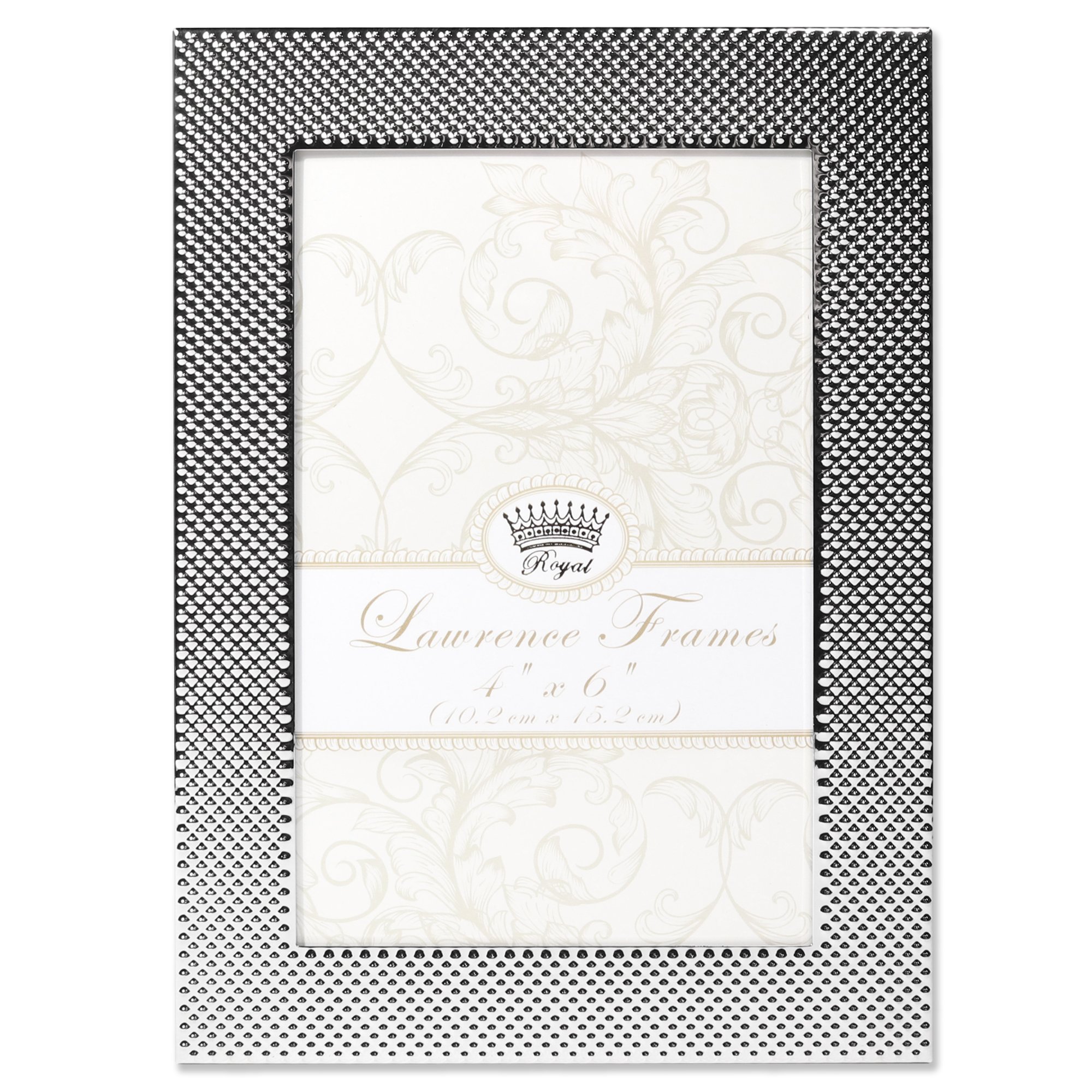 Lawrence Frames 4x6 Silver Picture Frame with Fawn Pin Dot Pattern - Elegant Photo Display for Home Decor, Office Desk, or Gift Giving