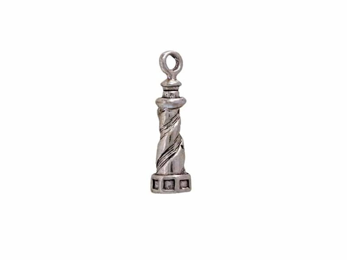 Cape Hatteras Lighthouse Sterling Silver Charm Pendant - Coastal Jewelry for Necklace Making | Perfect for Beach Lovers & Nautical Theme Jewelry DIY