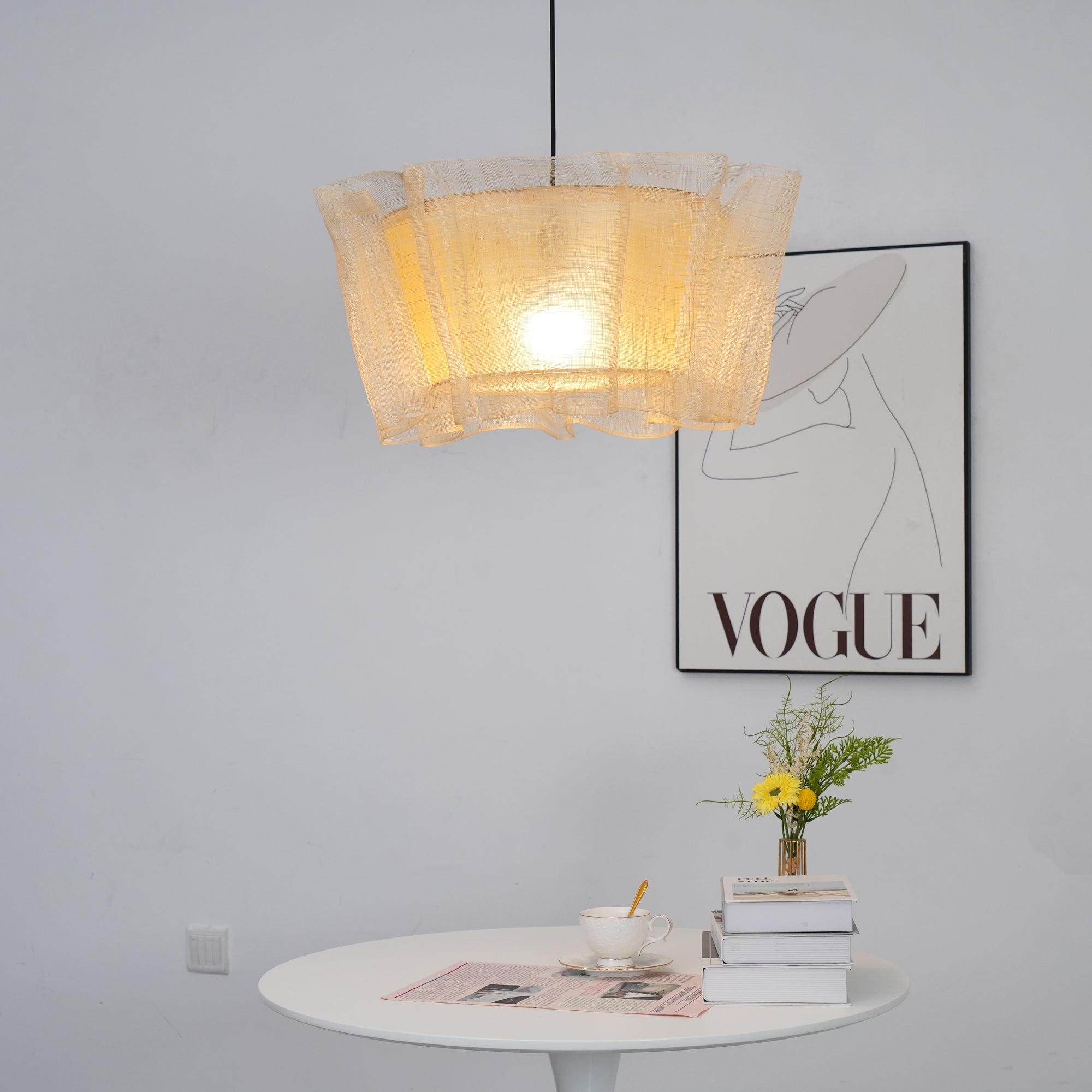 Flaxen Weave Pendant Lamp - Natural Rattan Hanging Light Fixture for Boho Home Decor, Dining Room, Bedroom & Patio
