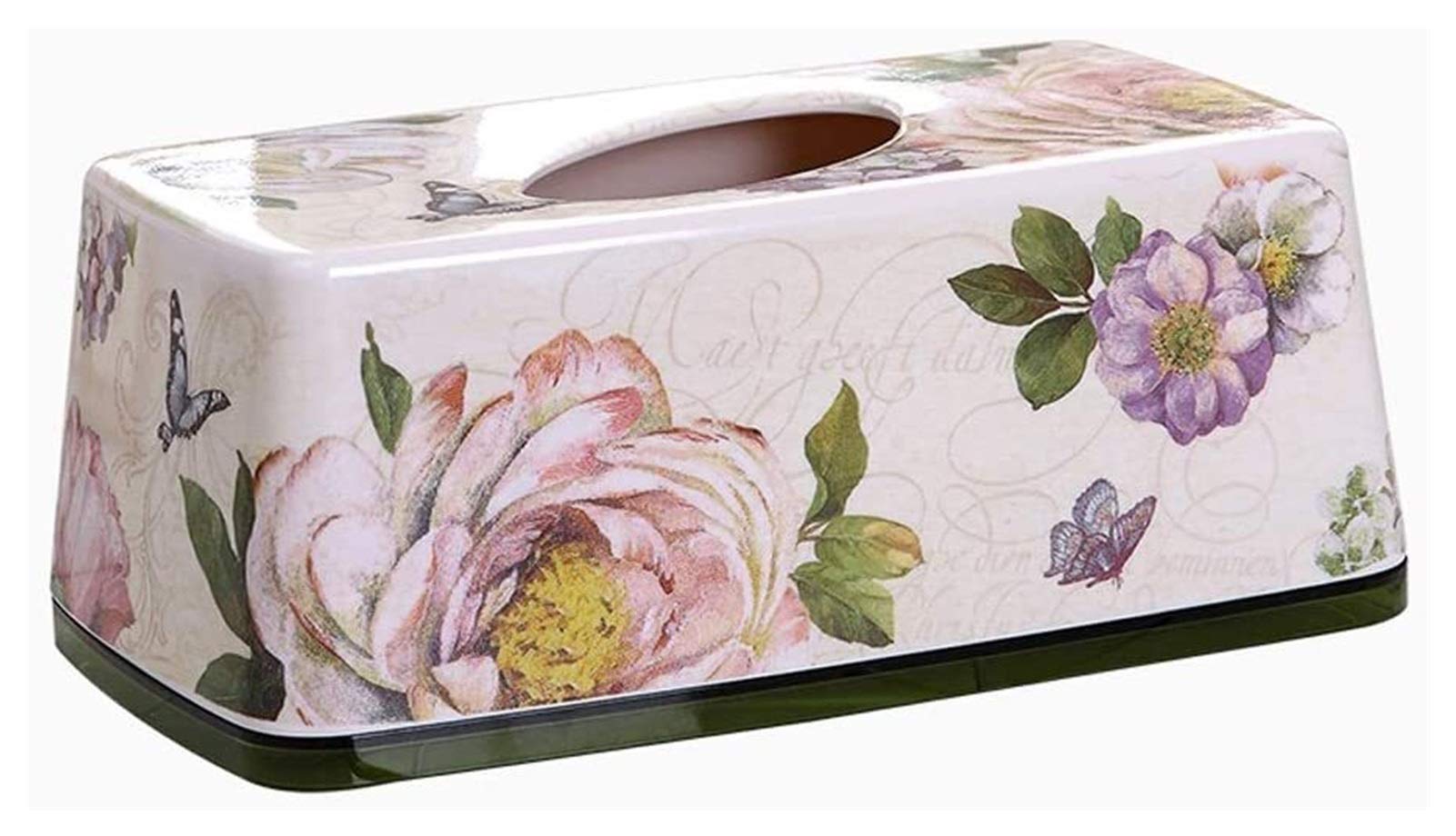 European Style Melamine Tissue Box Cover - Floral Pastoral Design Facial Tissue Dispenser for Home, Office & Car - Decorative Handmade Toilet Paper Holder Stand with Drawer for Living Room, Bathroom & Bedroom