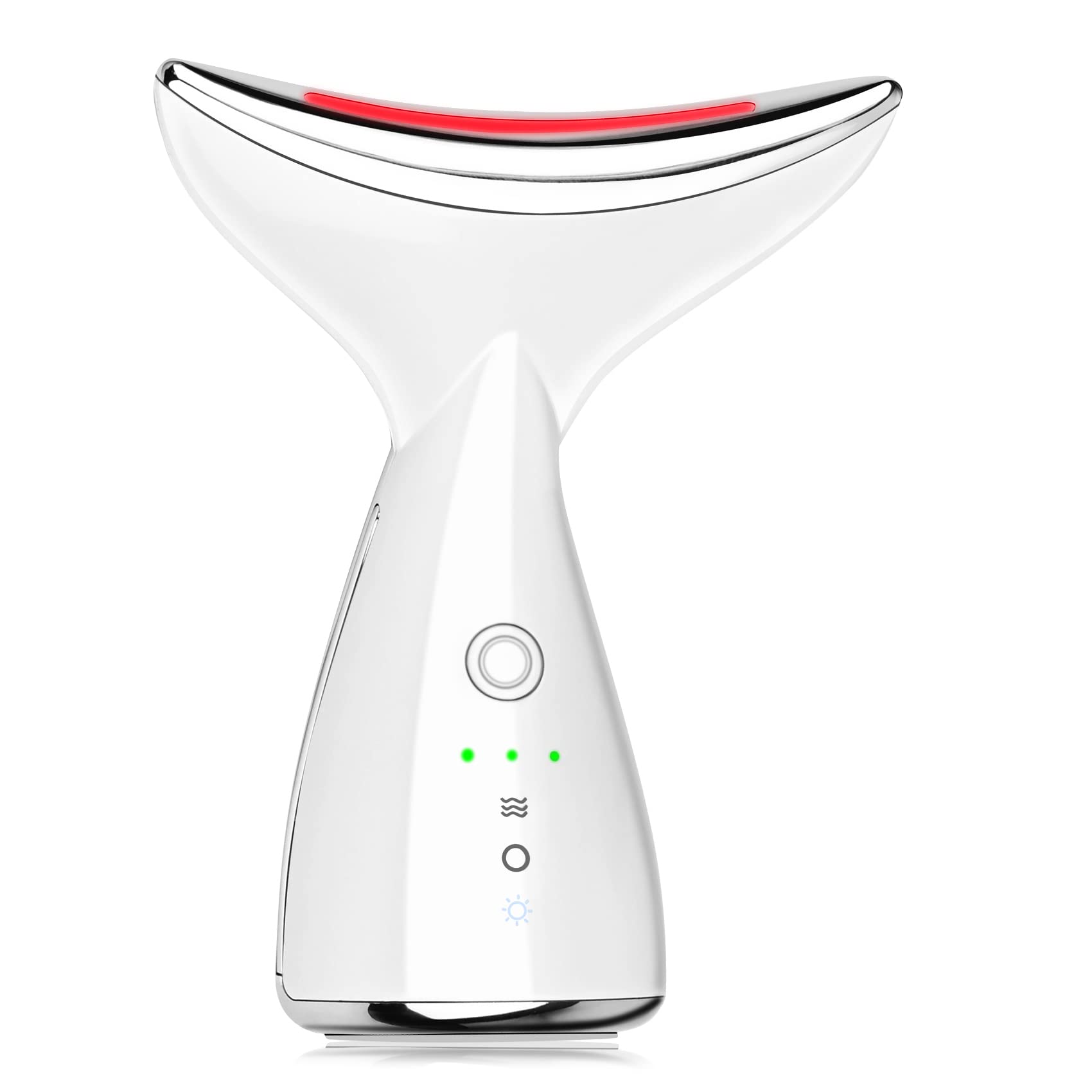 Neck Lifting Massager for Face & Neck - 3 Modes, 45℃ Skin Tightening - Reduce Double Chin & Wrinkles - Home Spa Care (White)