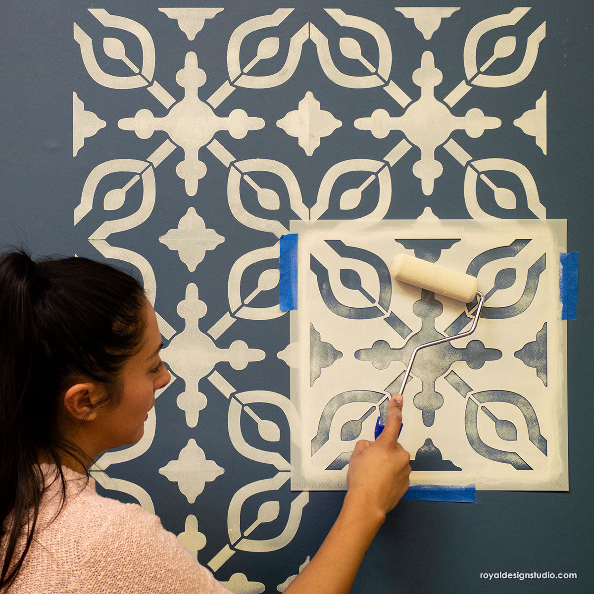 Petra Tile Stencil - Reusable DIY Floor & Wall Stencil for Creative Home Decor - Perfect for Bathroom, Kitchen Backsplash, and Patio Design