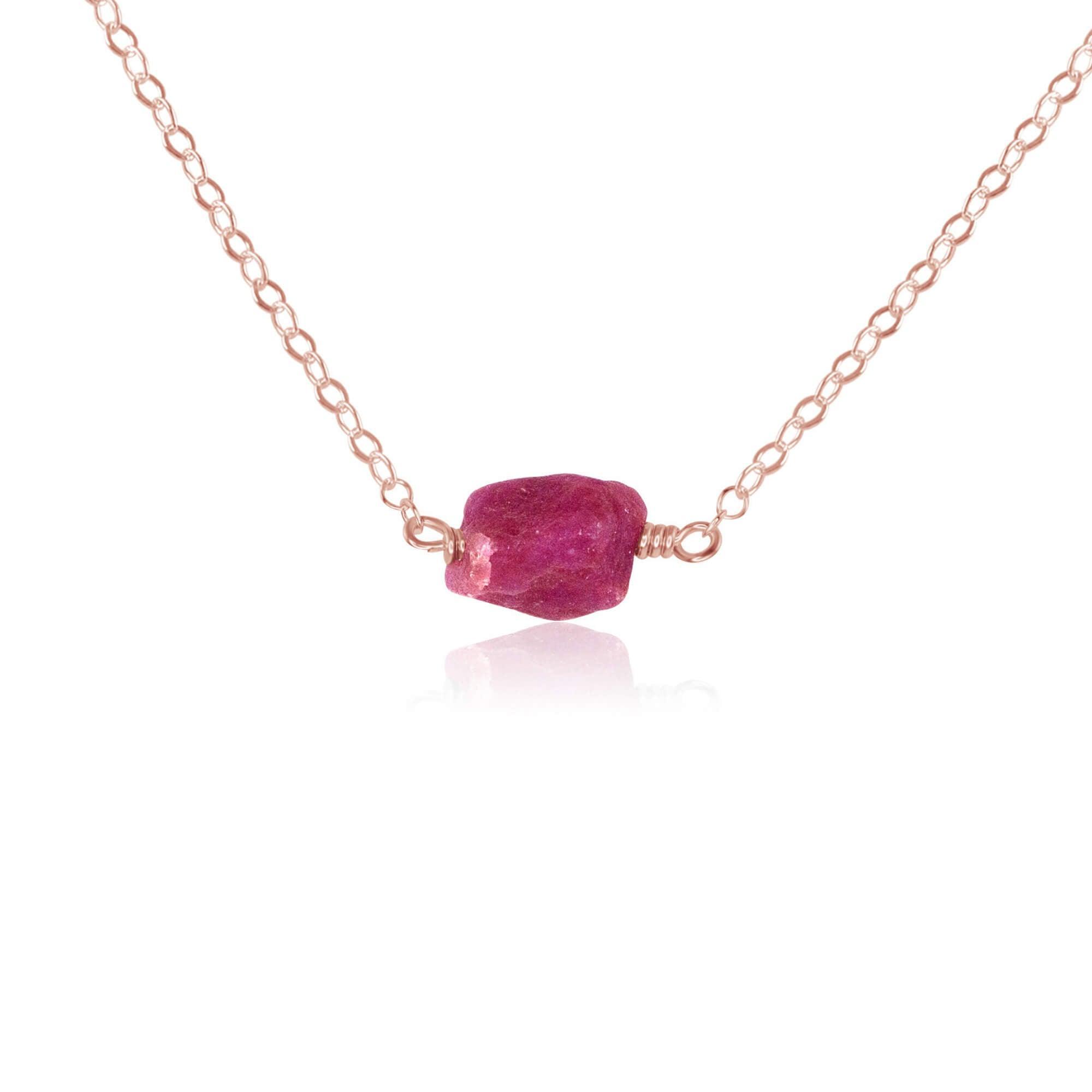 Natural Raw Earth Red Ruby Crystal Nugget Necklace - Handmade Boho Jewelry for Women - Perfect for Layering, Gift Giving & Spiritual Healing