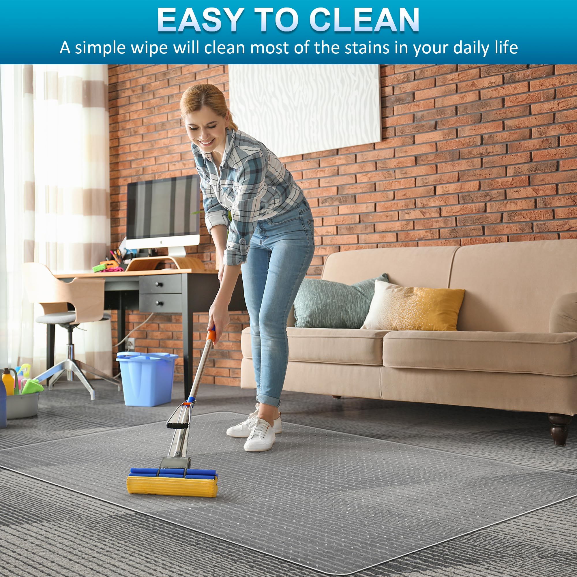 Premium Polycarbonate Office Chair Mat for Carpet Floors - Thick & Sturdy Desk Chair Mat Protector for Low Pile Carpets - 47