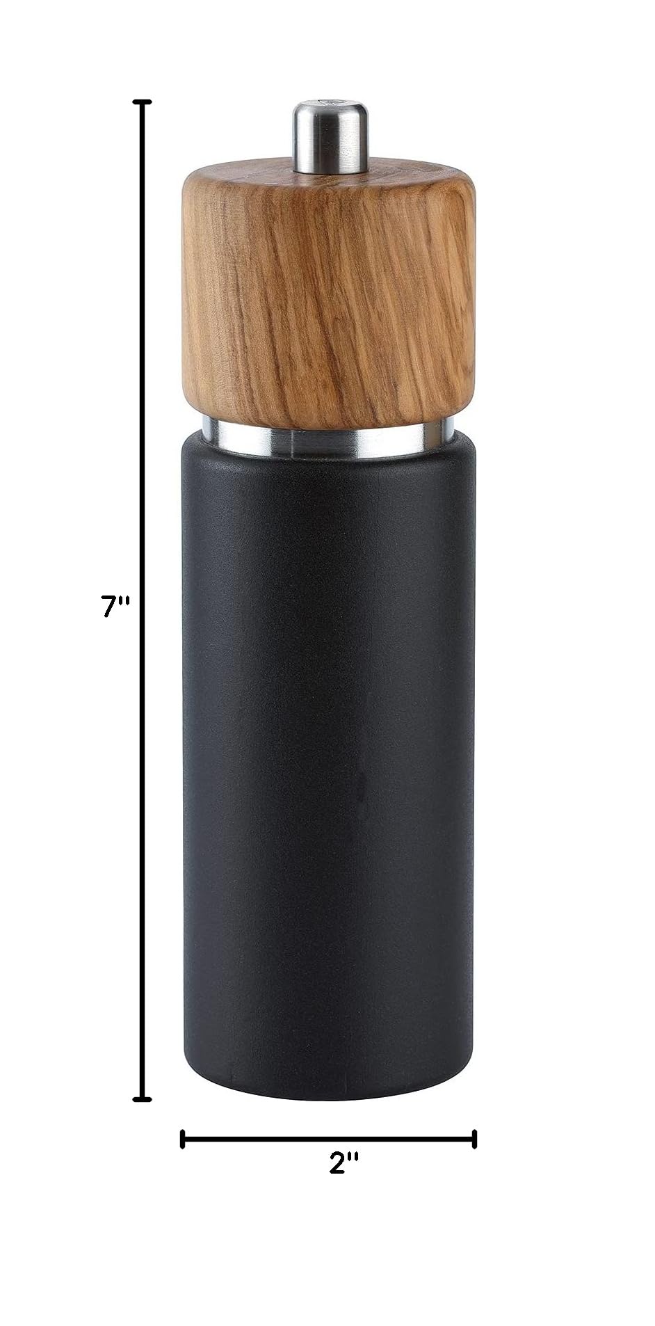 Premium Zassenhaus Hannover 7-Inch Salt Grinder Mill - Matte Black & Natural Olive Wood - Adjustable Ceramic Grinder for Coarse to Fine Salt - Perfect for Kitchen, Dining Table & Gourmet Cooking