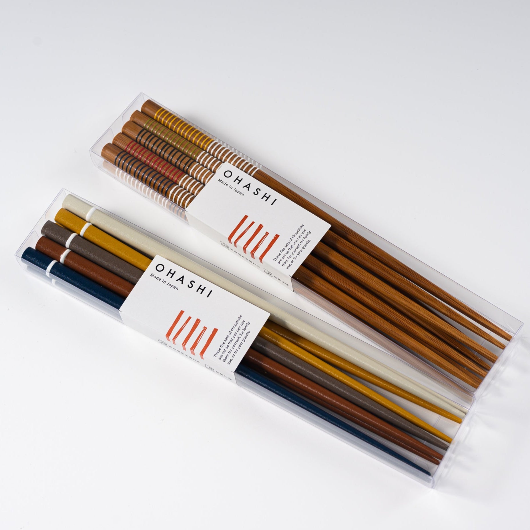 OHASHI Natural Wood Chopstick Set - 2 Colors, Japanese Style Reusable Chopsticks for Sushi, Ramen & Asian Cuisine - Eco-Friendly Dining Utensils