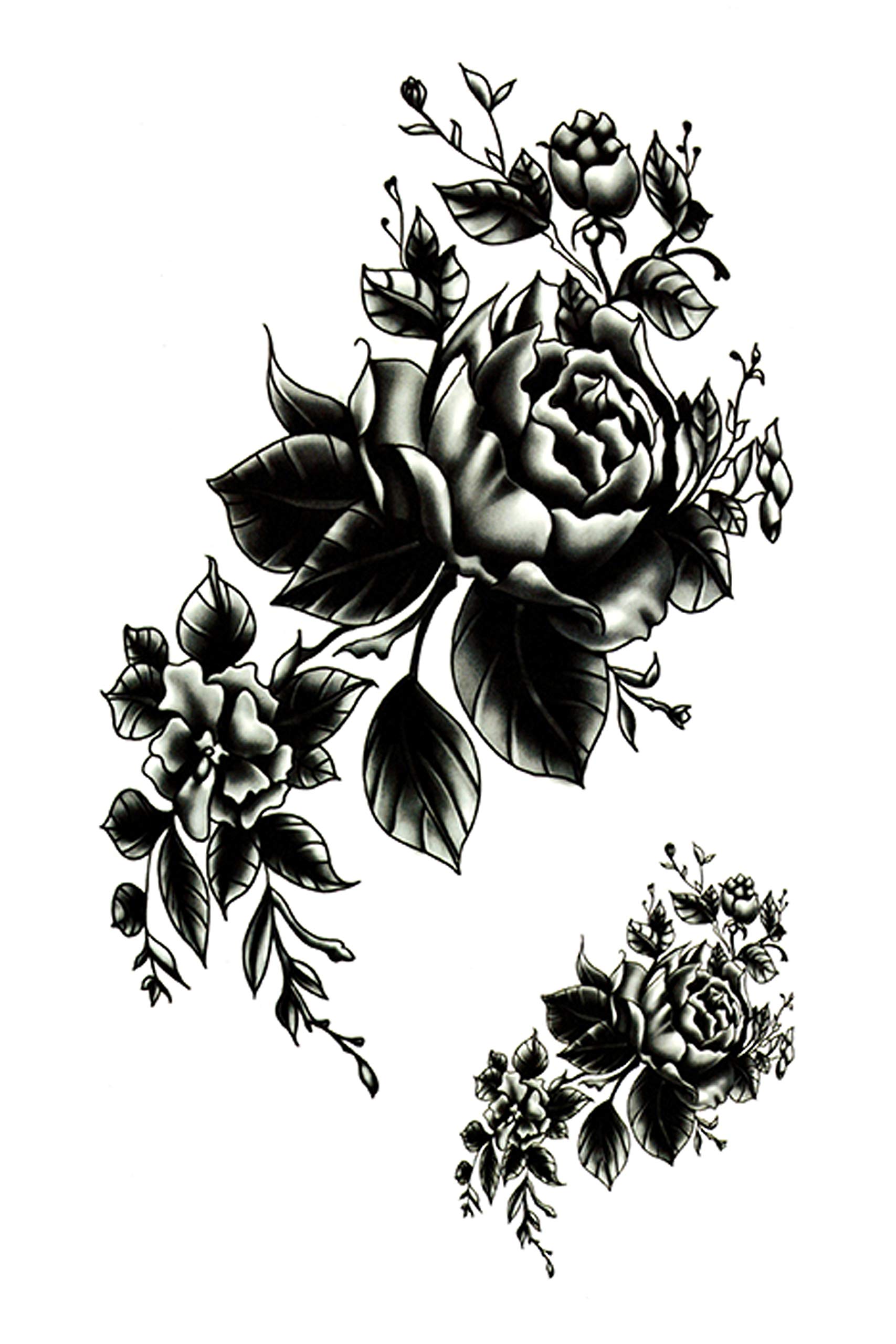 Waterproof Temporary Tattoo Stickers for Adults & Kids - 3D Realistic Flowers, Butterflies, Stars, Angels & Wolf Designs - 19x12cm Armband & Word Tattoos (TBS-8031) - Perfect for Parties, Halloween, Cosplay & Summer Beach Events