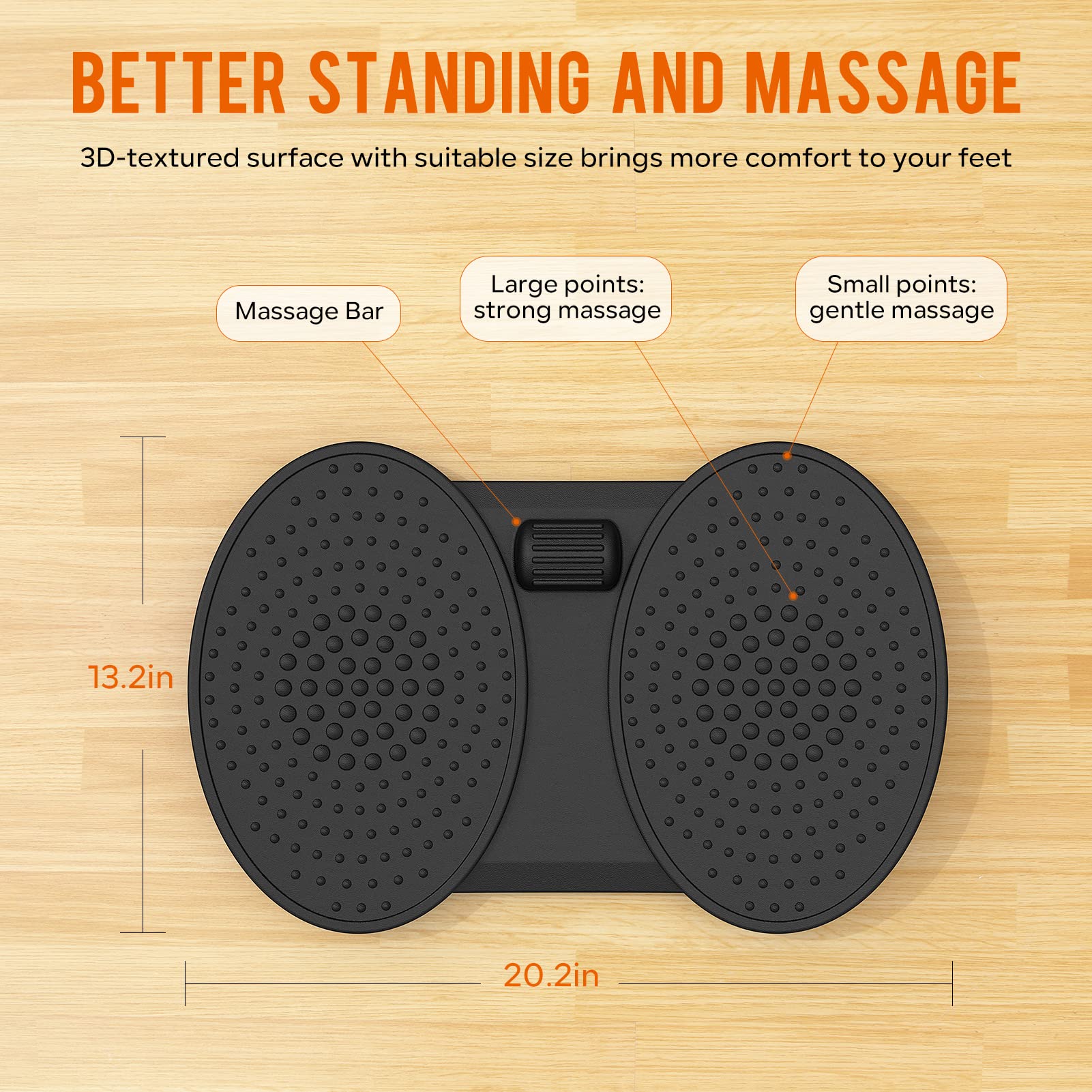 Anti-Fatigue Standing Desk Mat with Balance Board & Foot Massage - 20.3x13.2