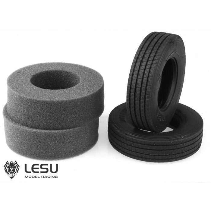 Upgraded 1Pair LESU Rubber Tires for 1/14 Scale RC Tractor Truck - Compatible with TAMIYA Model Cars, Hydraulic Dumper Trailers & Remote Control Tippers - Durable Off-Road Performance for RC Construction Vehicle Enthusiasts