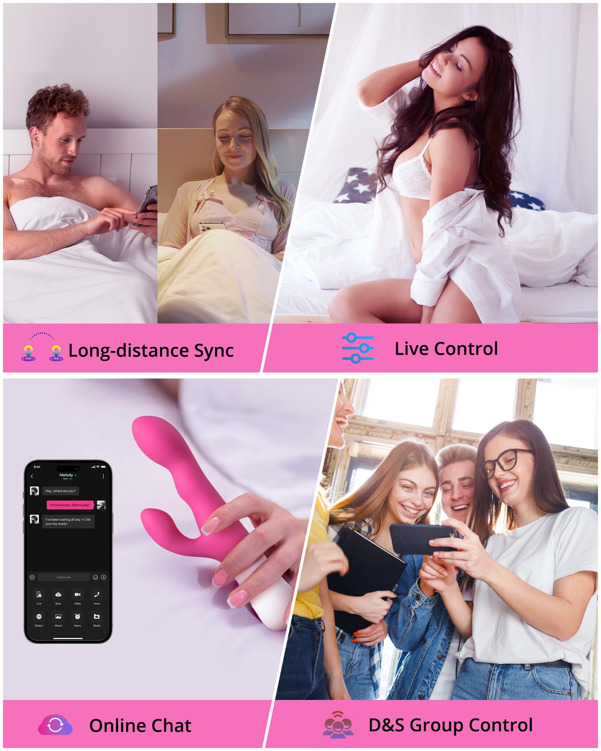 LOVENSE Nora Rabbit Vibrator with APP Control - Pink Dual Motor Clitoral & G-Spot Stimulator - Wireless Smartphone Sex Toy for Women - Perfect for Long Distance Couples & Solo Play
