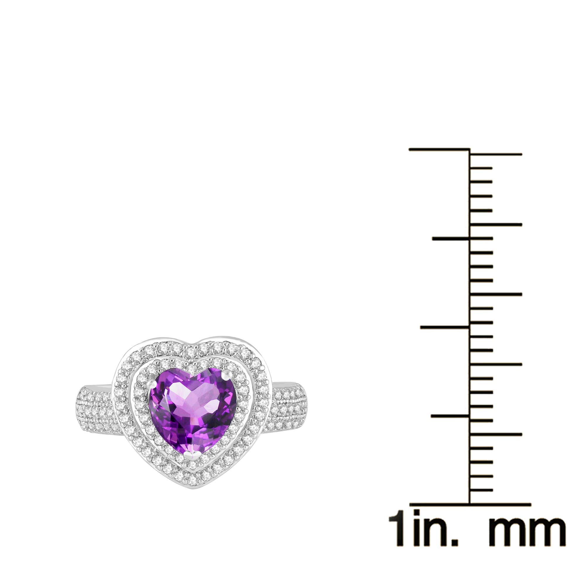925 Sterling Silver Heart Halo Ring with White Topaz & Gemstone Options - Perfect for Valentine's Day Gifts, Anniversary Presents & Romantic Occasions