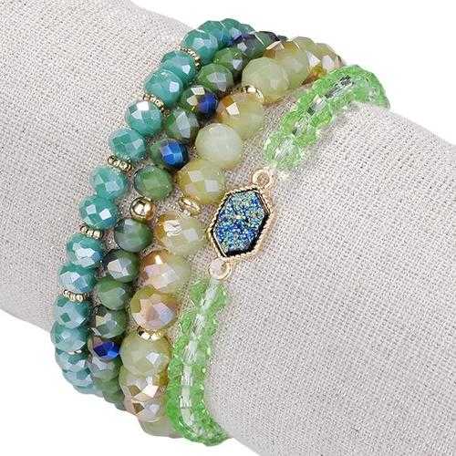 Natural Stone & Glass Crystal Bracelets for Women - Boho Chic Handmade Beaded Arm Candy Jewelry - Perfect for Festivals, Weddings & Everyday Wear
