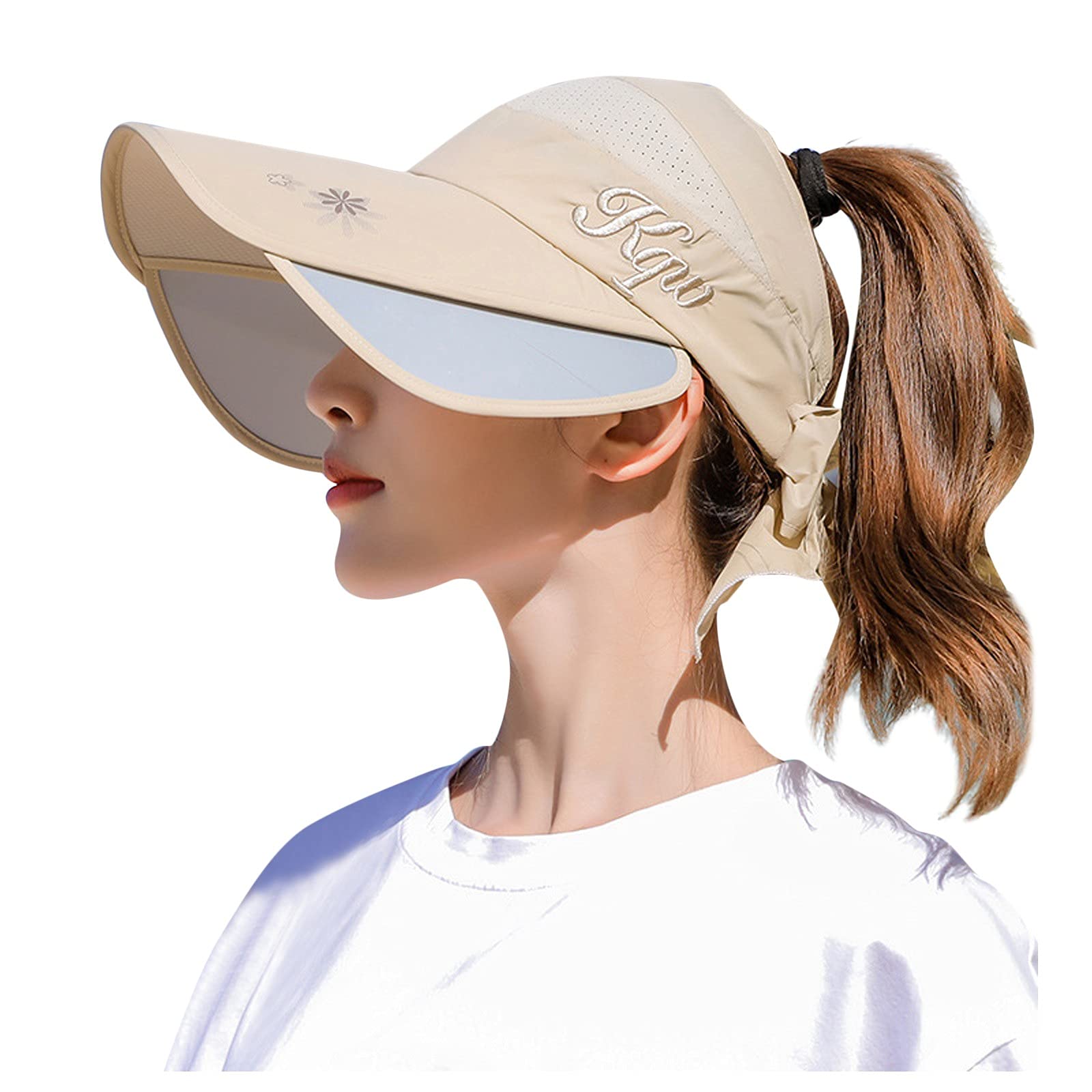 Breathable Women's Sun Visor Hat - Wide Brim Golf & Baseball Cap with Sweat Absorbent Elastic Band - Perfect for Outdoor Sports, Running, and Summer Activities