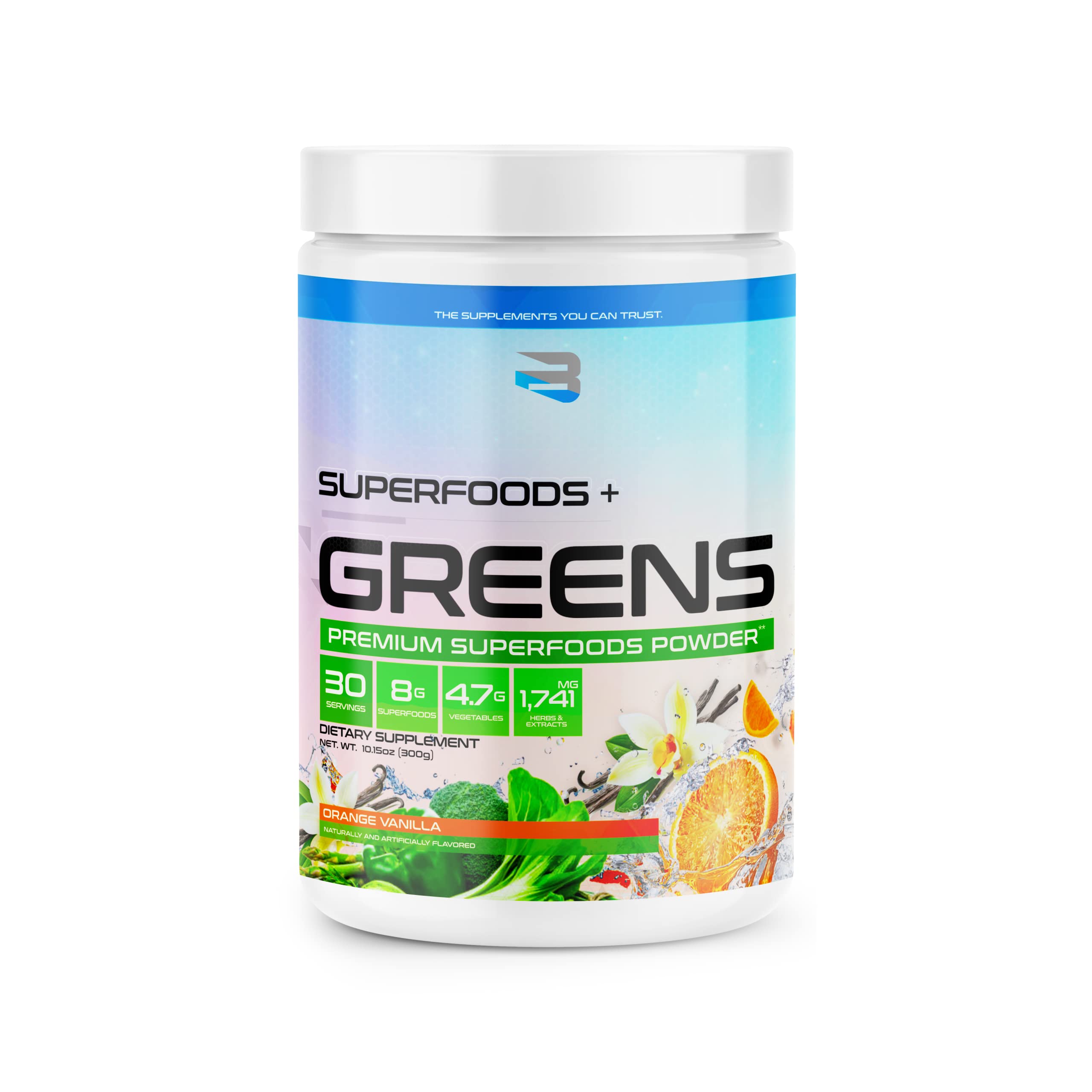 Superfoods & Greens Powder - Orange Vanilla Flavor | Nutrient-Rich Supplement for Energy & Immunity | Perfect for Smoothies, Shakes & Healthy Lifestyles