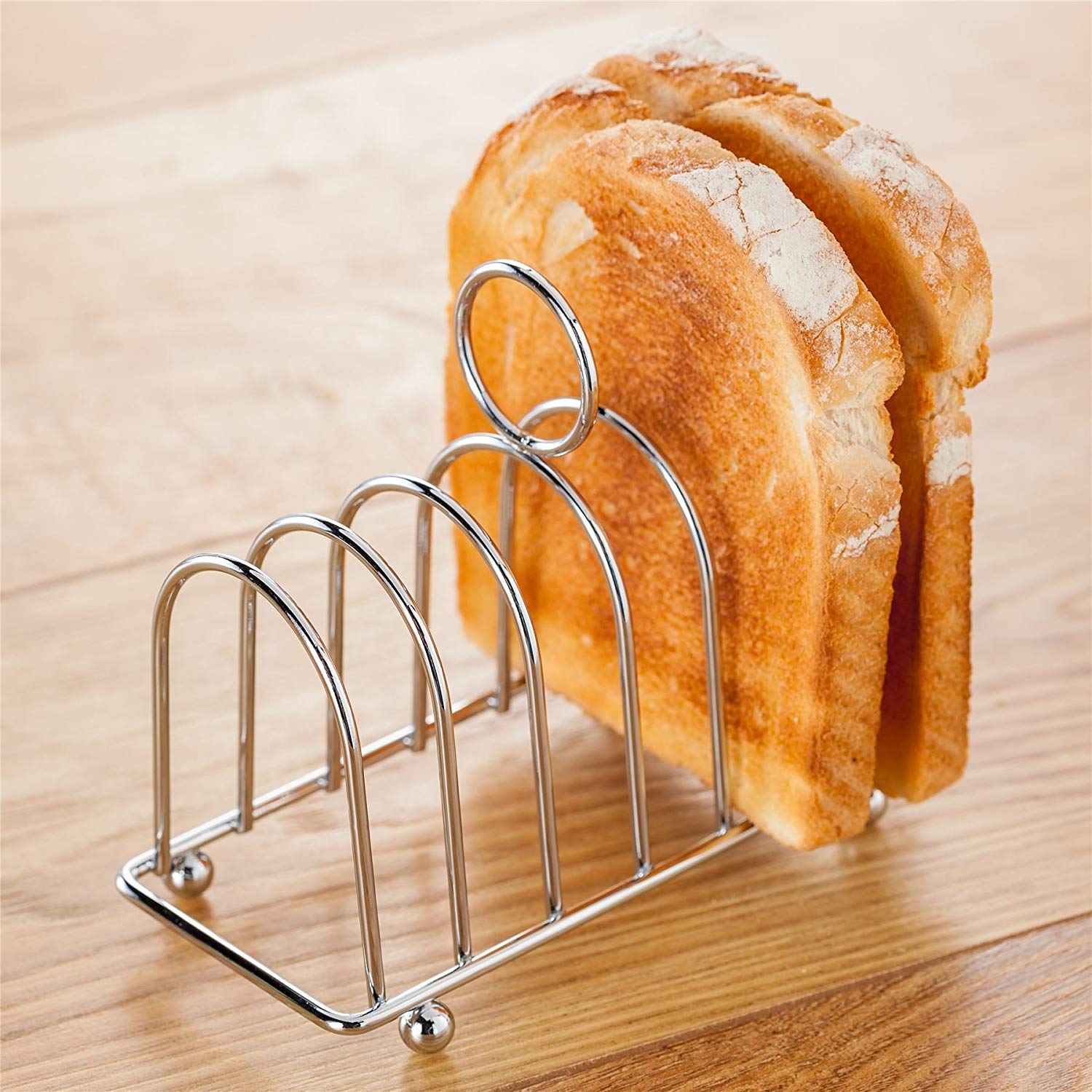 Stainless Steel 6-Slot Toast Bread Rack Holder - 12 x 14 x 6.5cm - Perfect for Kitchen Storage & Buffet Serving - Indian Home Decor Accessory