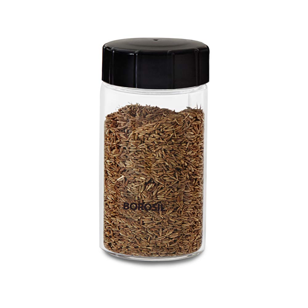 Premium Borosilicate Glass Spice Jars Set of 6 - 250ml Airtight Kitchen Storage Containers for Spices, Herbs & Tea | Transparent Neo Design | Ideal for Pantry Organization & Cooking Essentials (BVS6NEOSJ250)