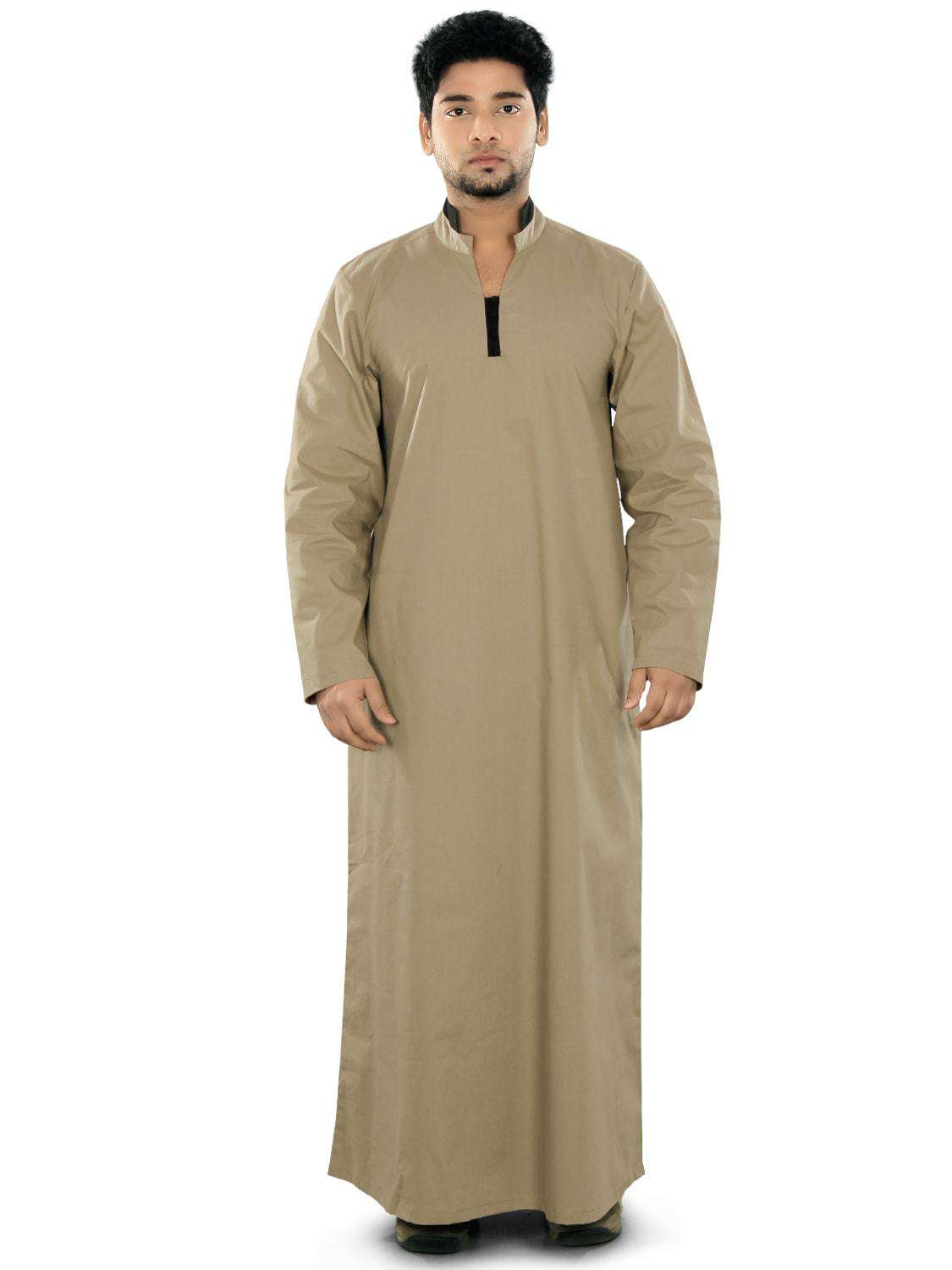 Ghanim Brown Galabiya - Traditional Arabic Robe for Men - Comfortable & Stylish Islamic Clothing for Prayer, Eid, and Special Occasions