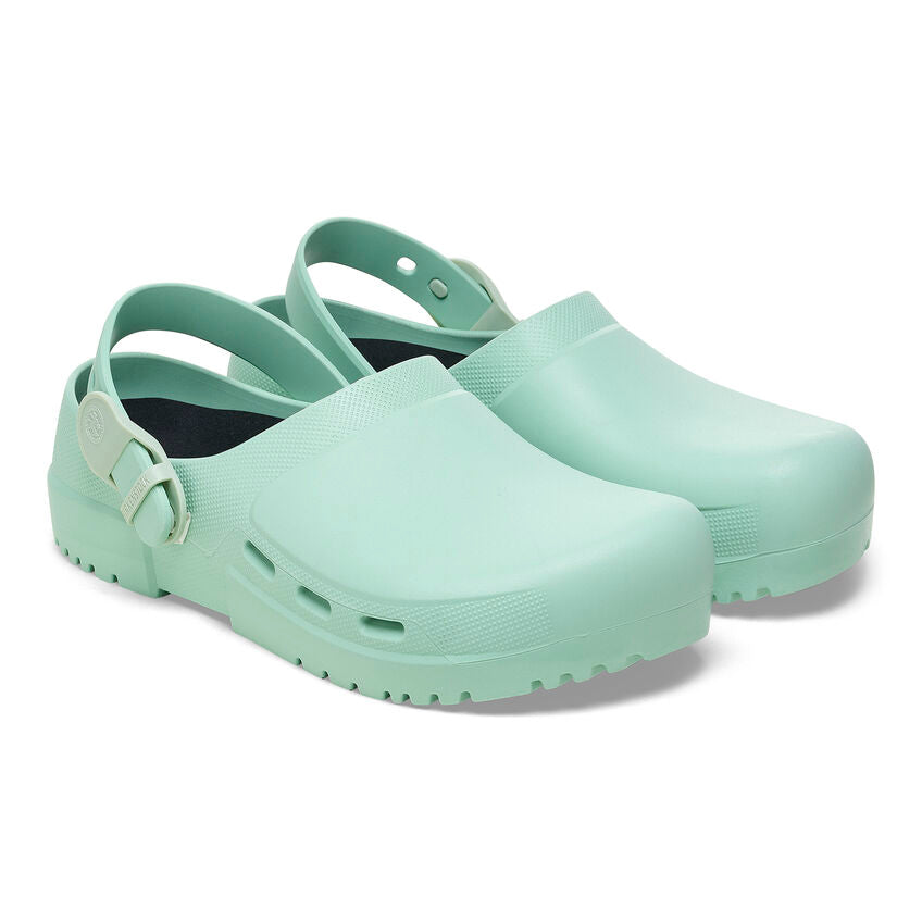 Birkenstock Women's Birki Air 2.0 Polyurethane Sandals in Matcha Green | Comfortable Slip-On Clogs for Nurses, Gardeners & Home Use