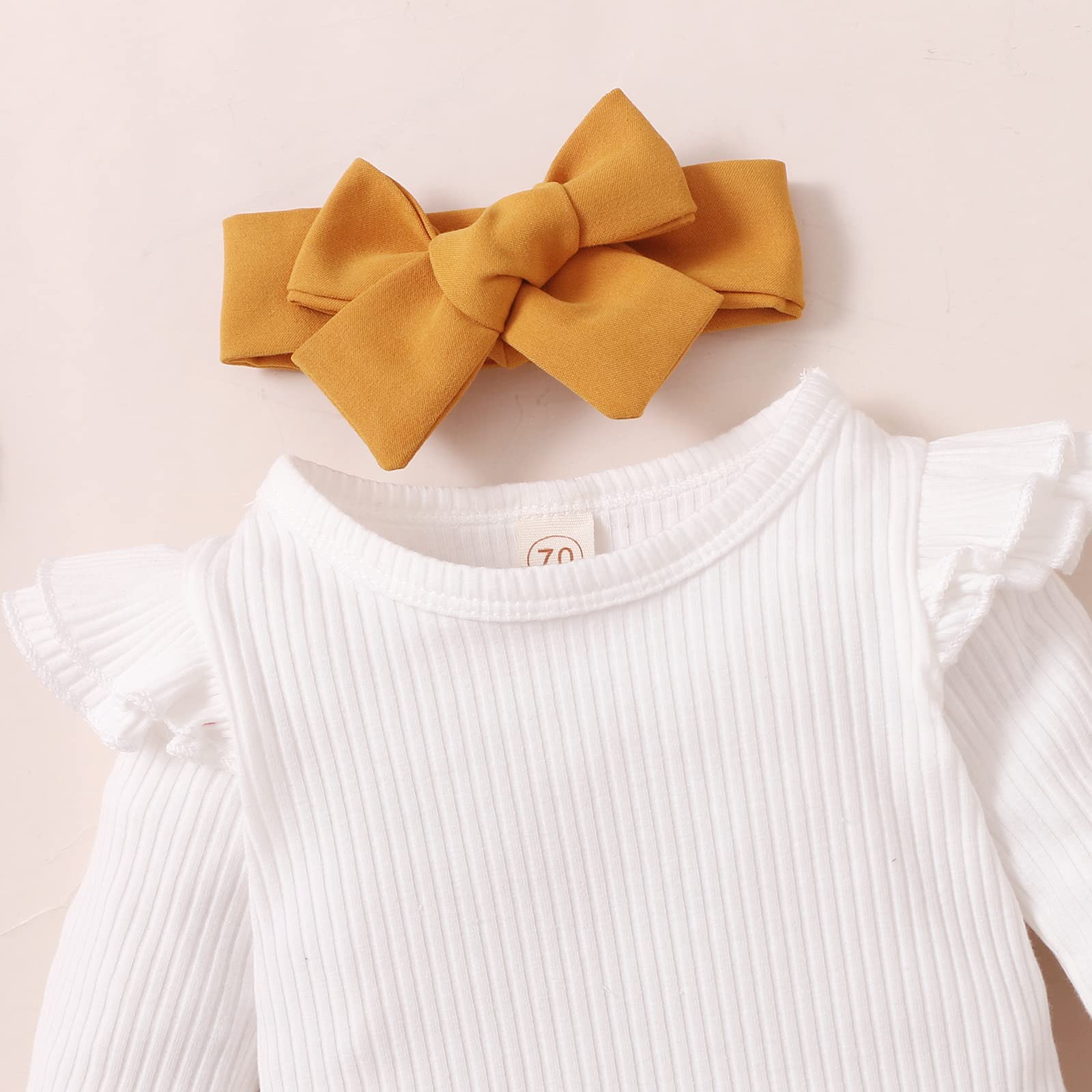 Mubineo 3-Piece Newborn Baby Girl Outfit Set - Bodysuit, Romper, Dress & Headband - Soft Cotton Baby Clothes for Photos, Parties & Everyday Wear