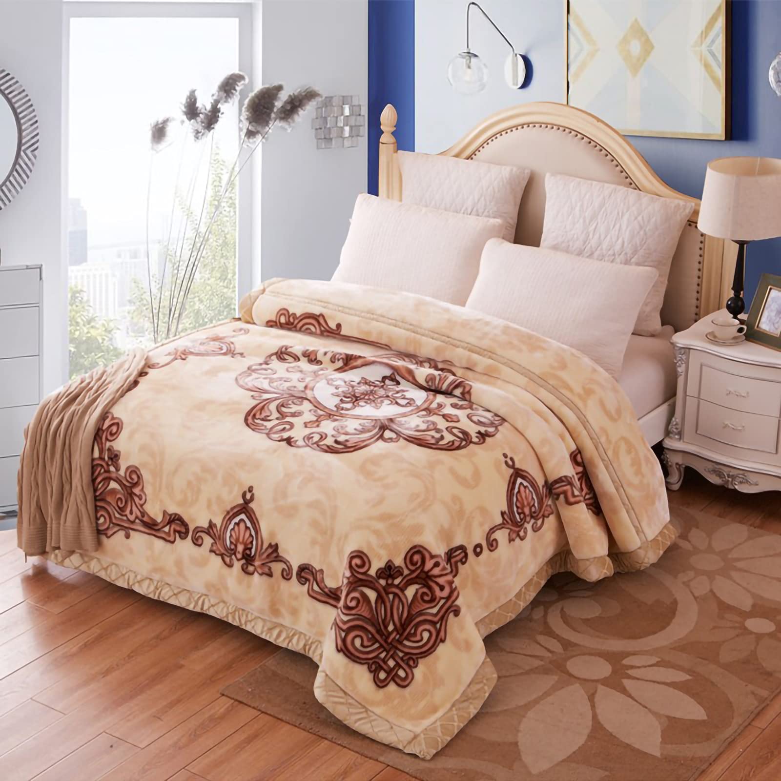 Premium Weighted Fleece Blanket - Super Soft & Warm 2-Ply Reversible King Size Blanket for Winter - Cozy Plush Raschel Bedding for Home, Office, Wedding Gift & Relaxation