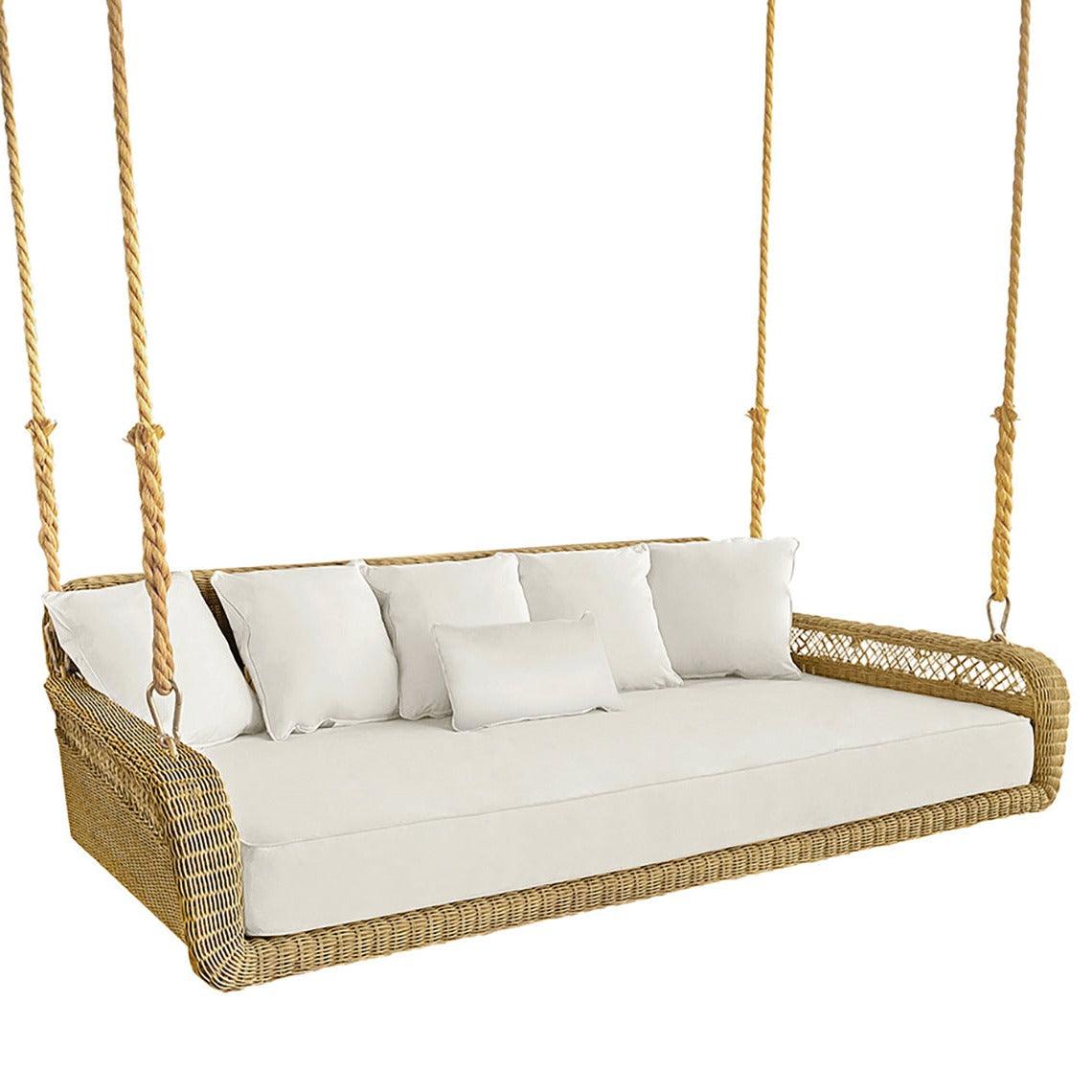 Amelia Hanging Daybed - Outdoor Patio Swing Bed with Canopy for Garden, Backyard, and Porch - Perfect for Relaxing, Lounging, and Napping