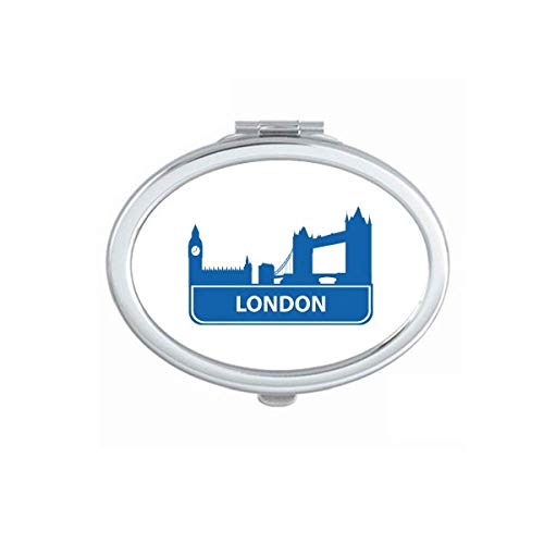 DIYthinker London England Blue Landmark Pattern Portable Folding Mirror - Double-Sided Hand Mirror for Makeup, Travel & Home Decor | Compact & Stylish Design