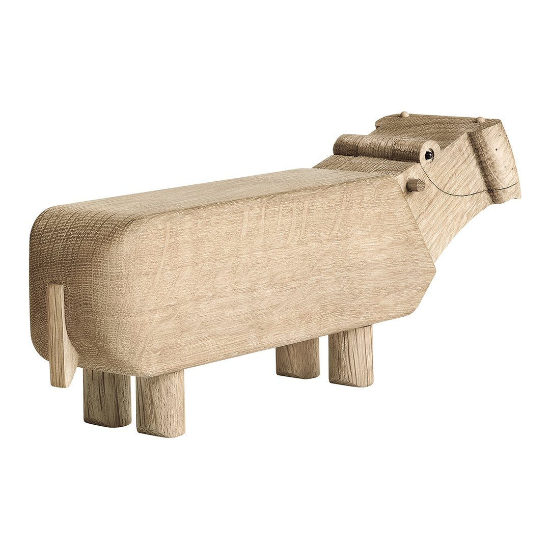 Kay Bojesen Wooden Hippo Figurine - Handcrafted Scandinavian Animal Statue for Home Decor, Nursery, and Gift Giving