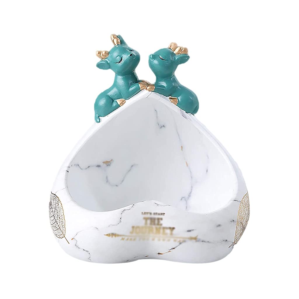 White Heart-Shaped Decorative Bowls - Multifunctional Key Tray for Entryway, Jewelry Display & Coin Dish - Elegant Home Decor for Coffee Table, Vanity & Nightstand (Perfect for Organizing Watches, Phones & Small Essentials)