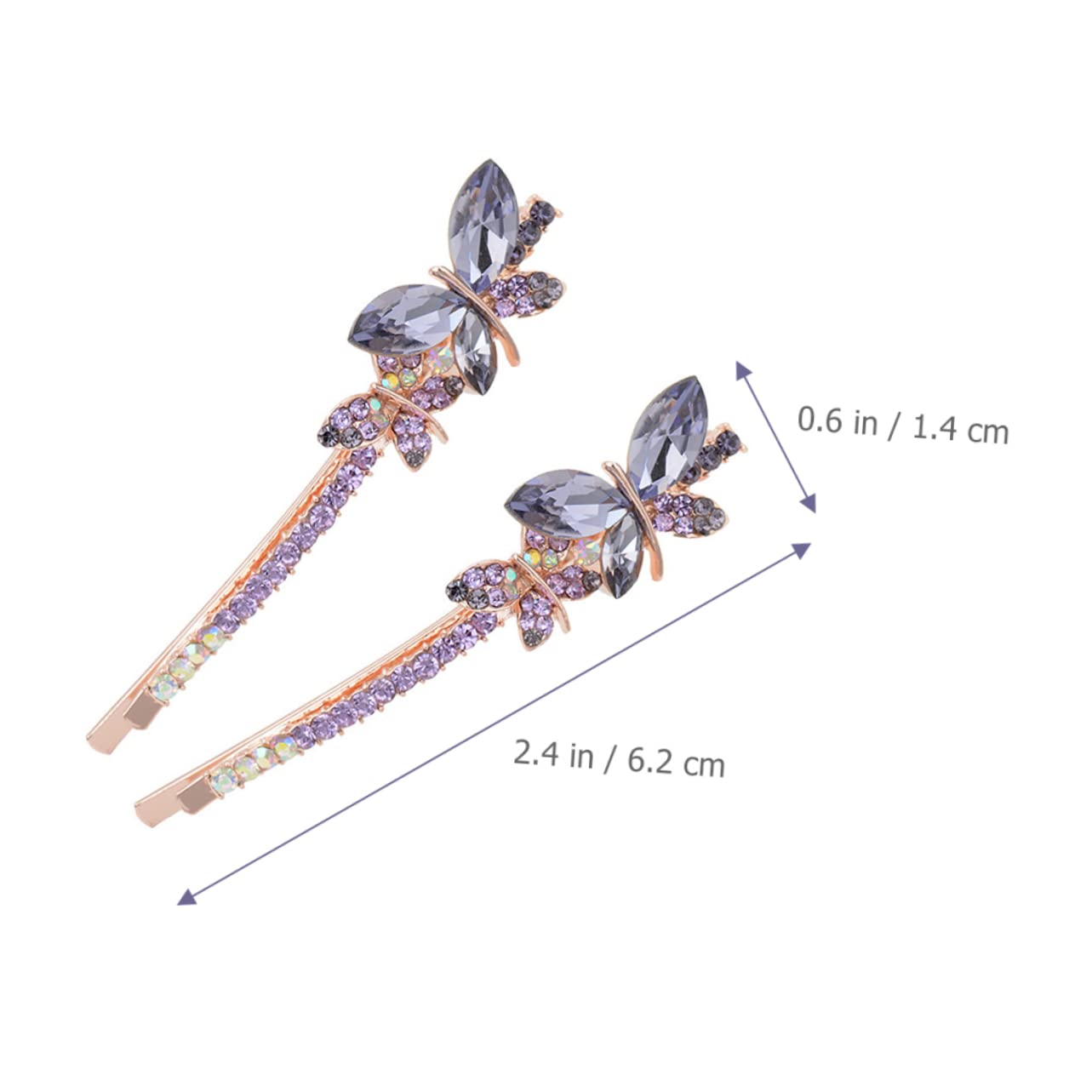 Minkissy 2 Pairs Acetate Butterfly Hair Clips for Women - Rhinestone Bow Barrettes Hair Accessories for Parties, Weddings & Everyday Elegance