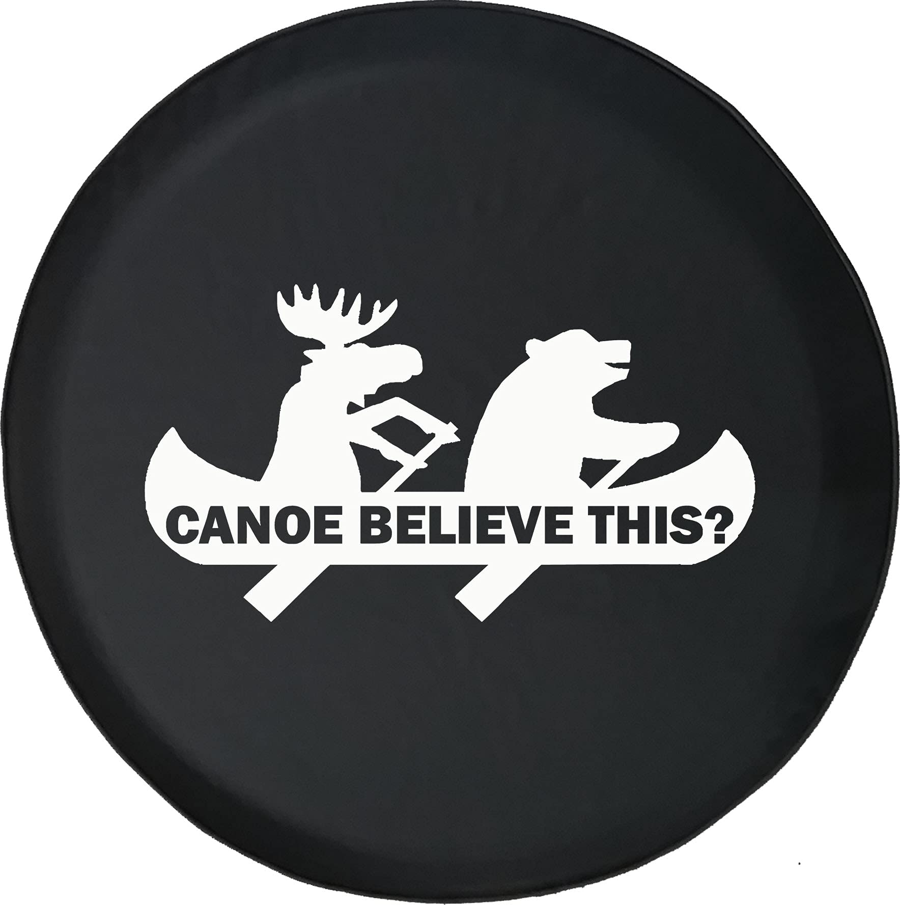 28 Inch Spare Tire Cover for SUV & RV - Waterproof Canoe & Moose Bear Design - Perfect for Outdoor Adventures & Camping Trips
