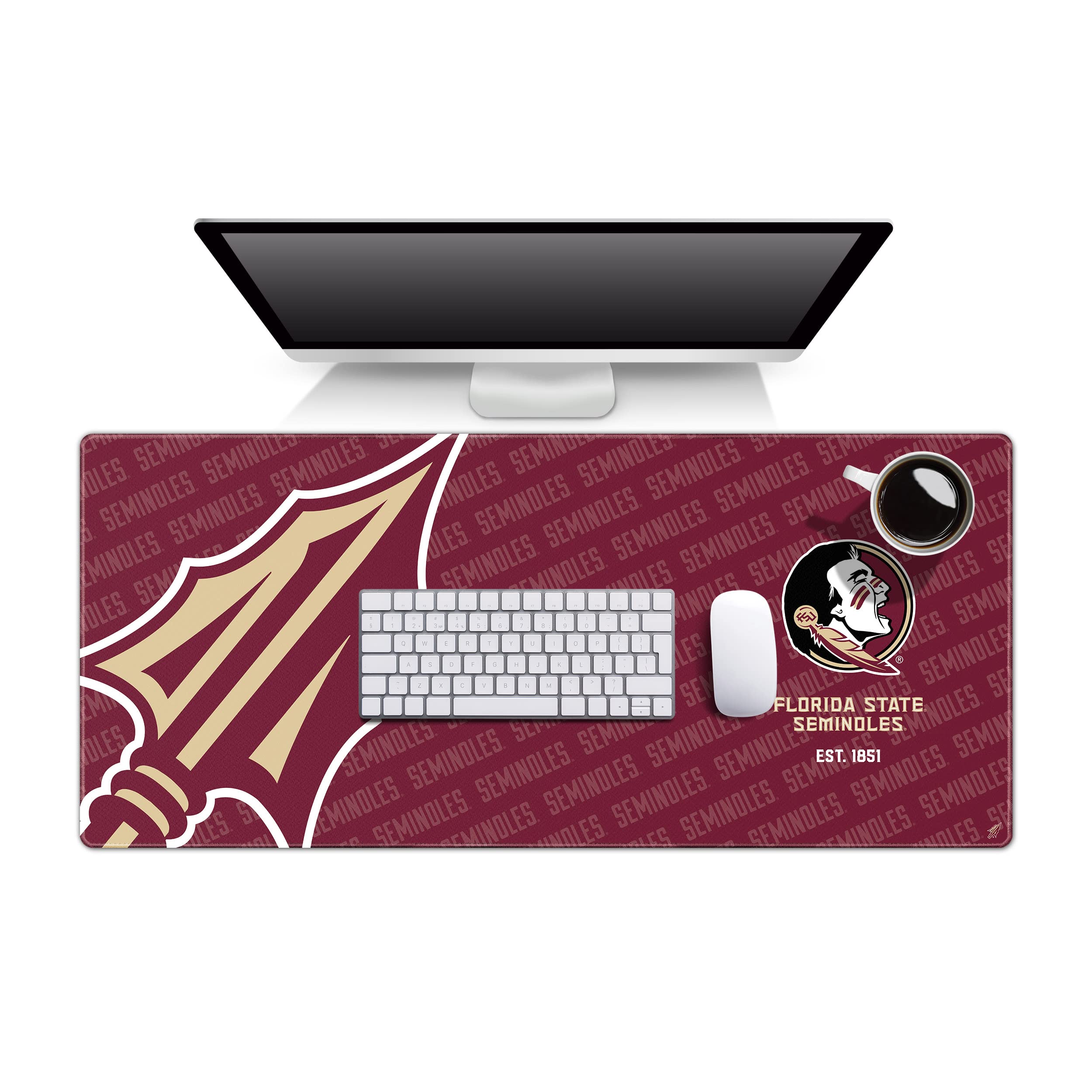 YouTheFan NCAA Florida State Seminoles Logo Series Desk Pad - Officially Licensed Team Colors - Perfect for Office, Home, Gaming & Study Setup