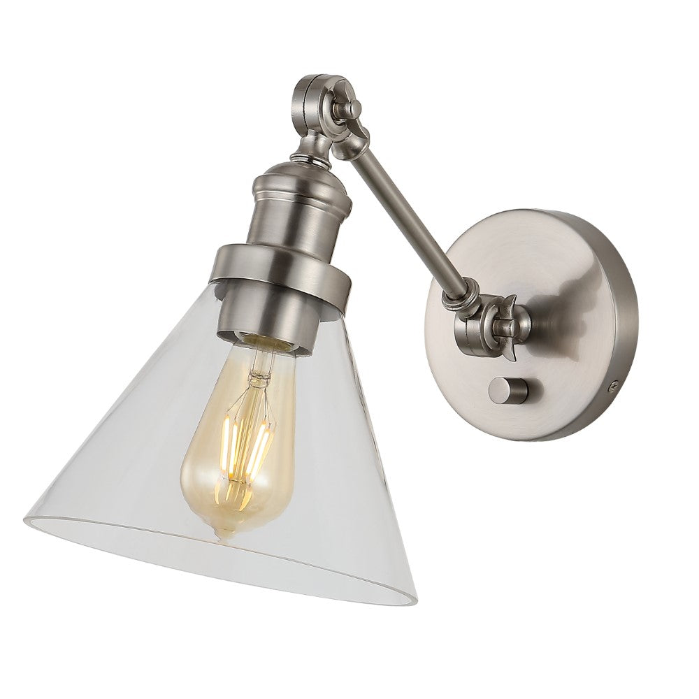 Adjustable LED Wall Sconce Light - 8 Iron/Glass Modern Fixture for Bedroom, Living Room & Hallway Lighting | Dimmable Indoor Wall Lamp by Cowie